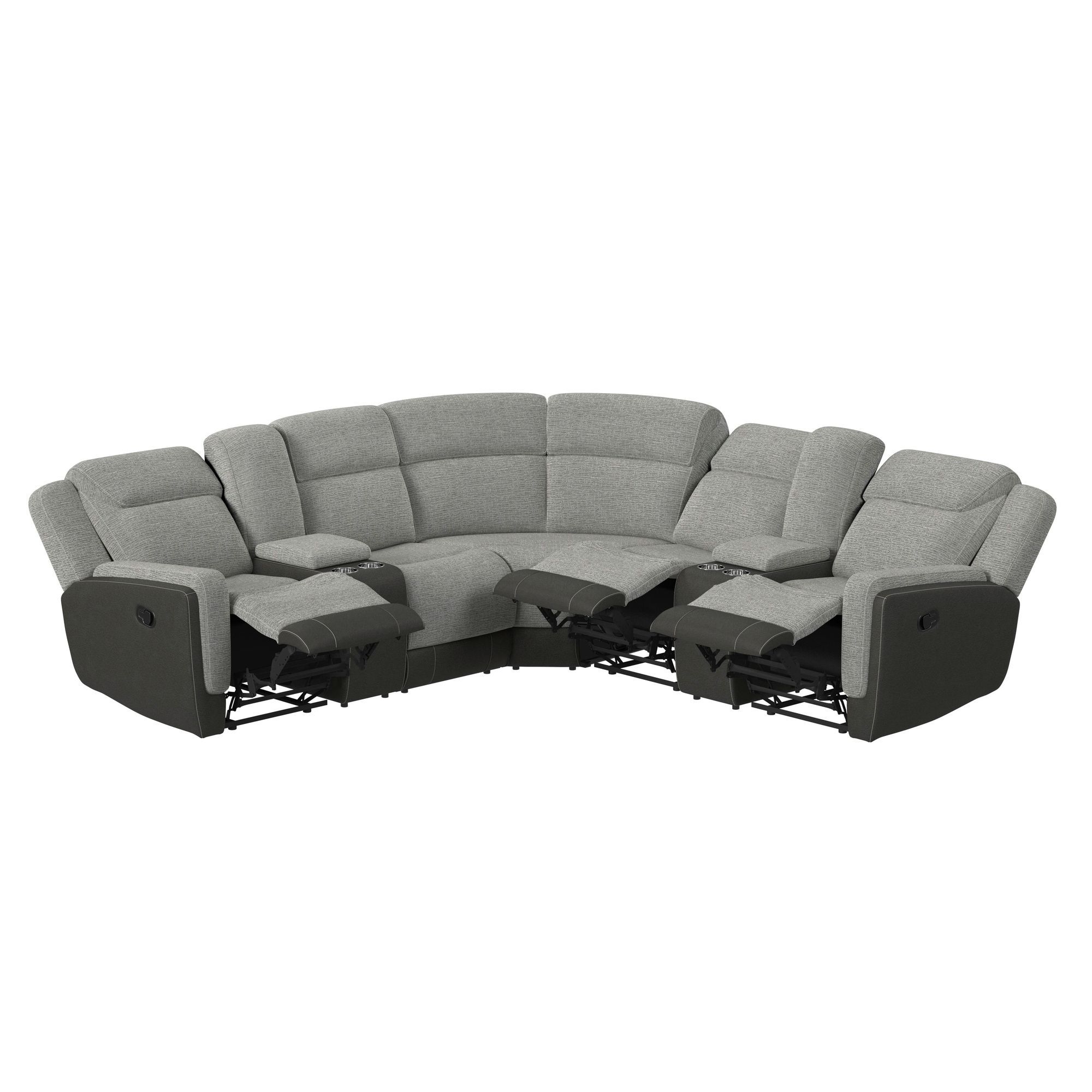 Hornet - 3 Piece Motion Sectional Set With Console And 2 Recliners - Rancho Gray