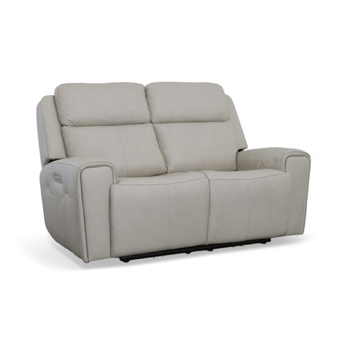 Barnett - Power Reclining Loveseat With Power Headrests & Lumbar - Timber, light gray