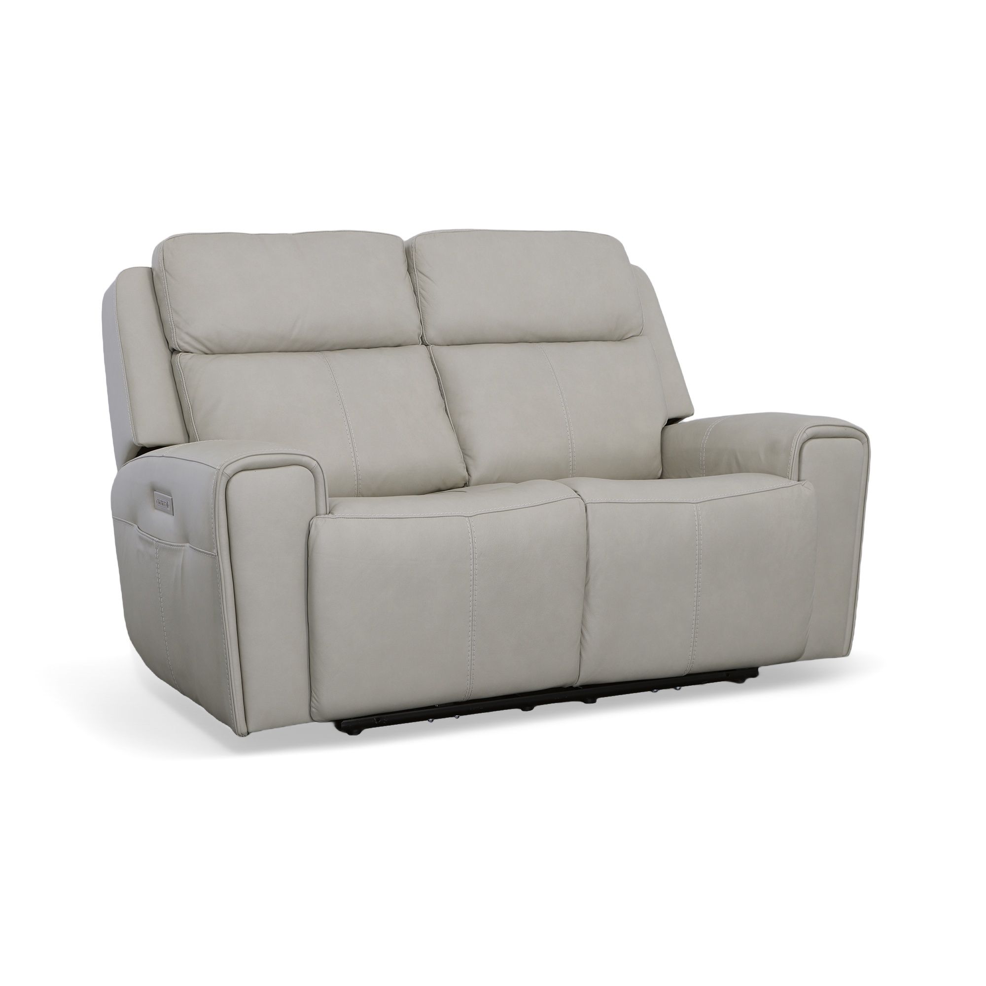 Barnett - Power Reclining Loveseat With Power Headrests & Lumbar - Timber, light gray