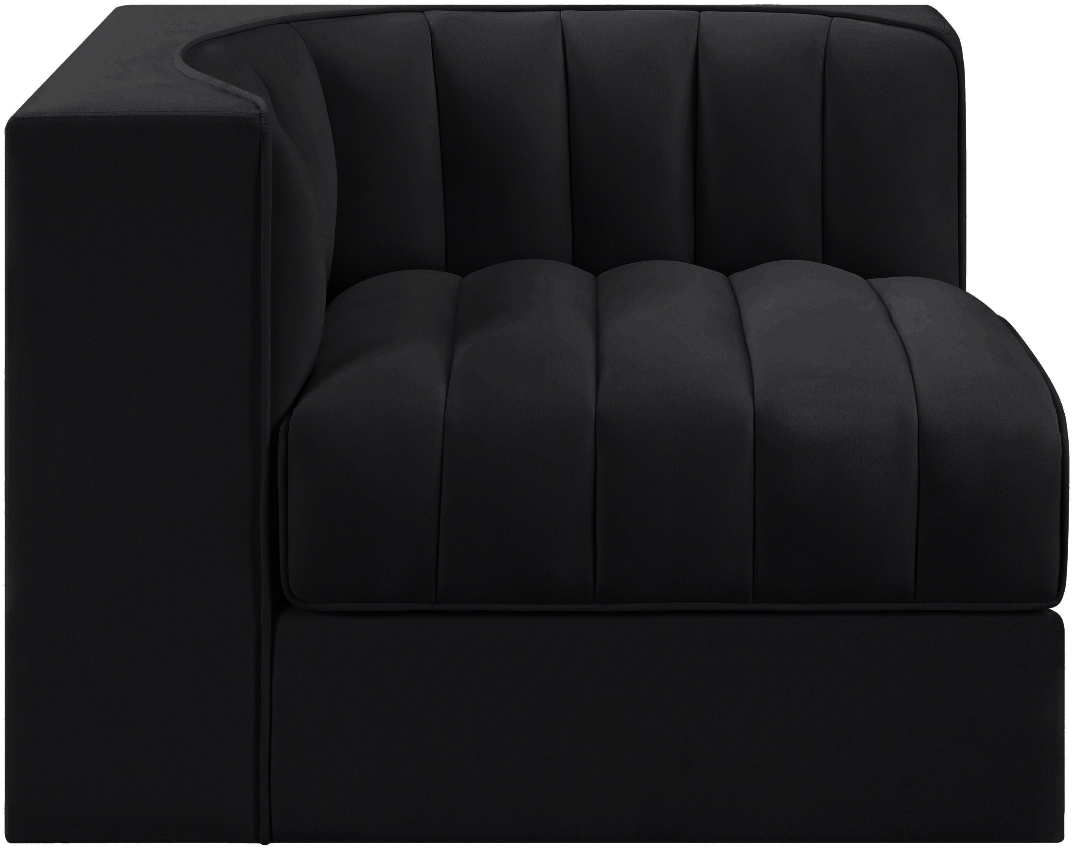 Rummi - Velvet Performance Fabric Upholstered Modular Corner Chair - Black