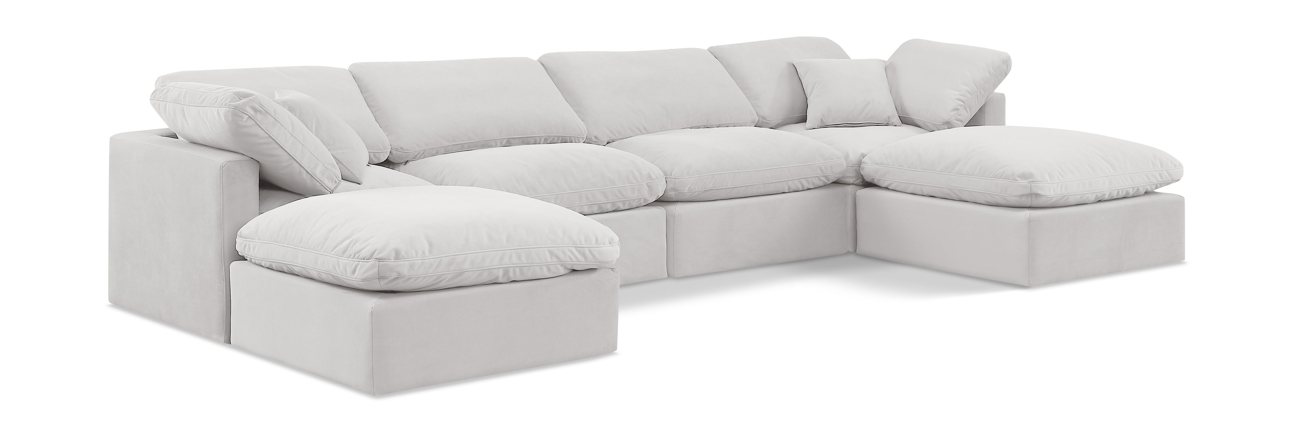 Indulge - Velvet 6 Piece Modular Double Chaise Sectional - Off White