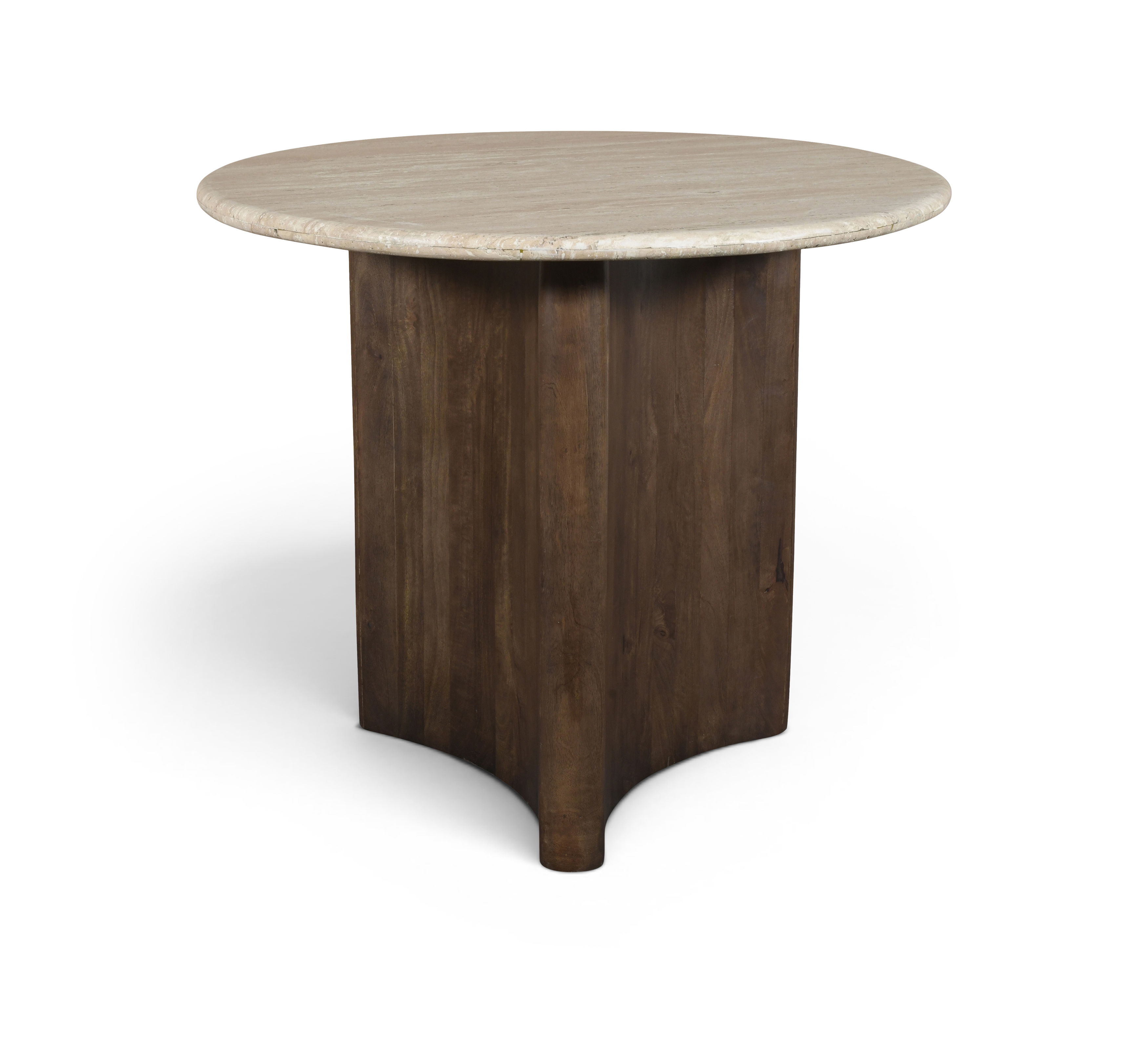 Pietra - 36" Travertine And Mango Wood Dining Table - Brown / Beige