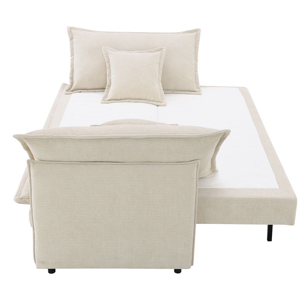 Elisea - Sofa With Sleeper - Beige Fabirc, beige, view 4
