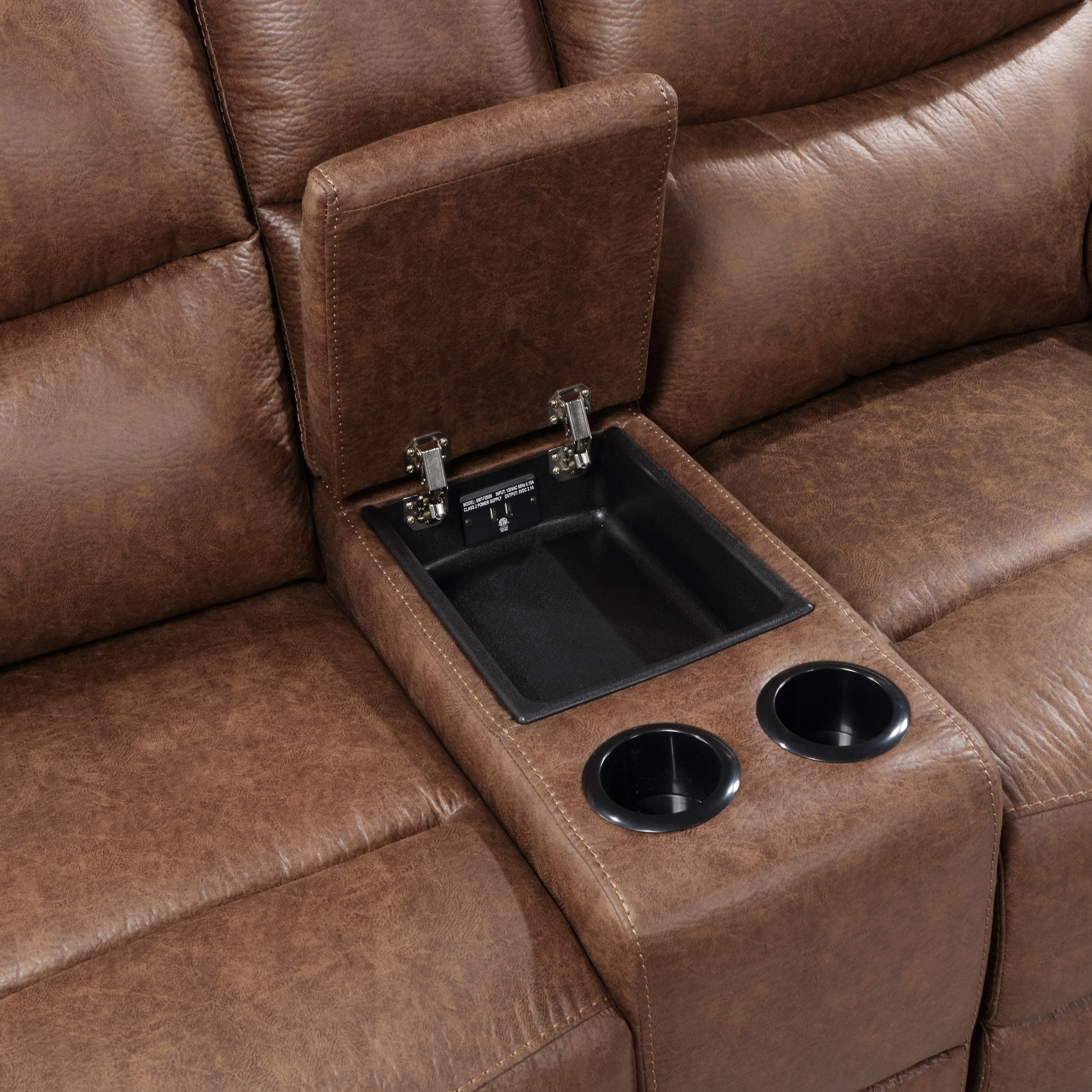 Ryland - Console Loveseat With Power Footrest - Brown, dark brown, view 7
