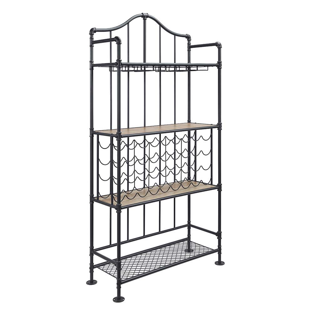 Edina - Wine Rack - Oak & Sandy Black, light brown