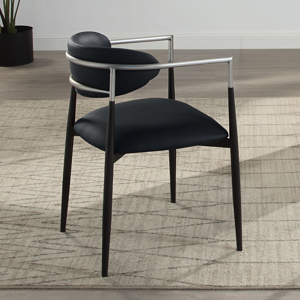 Gavan - Arm Chair (Set of 2) - Black Synthetic Leather, black