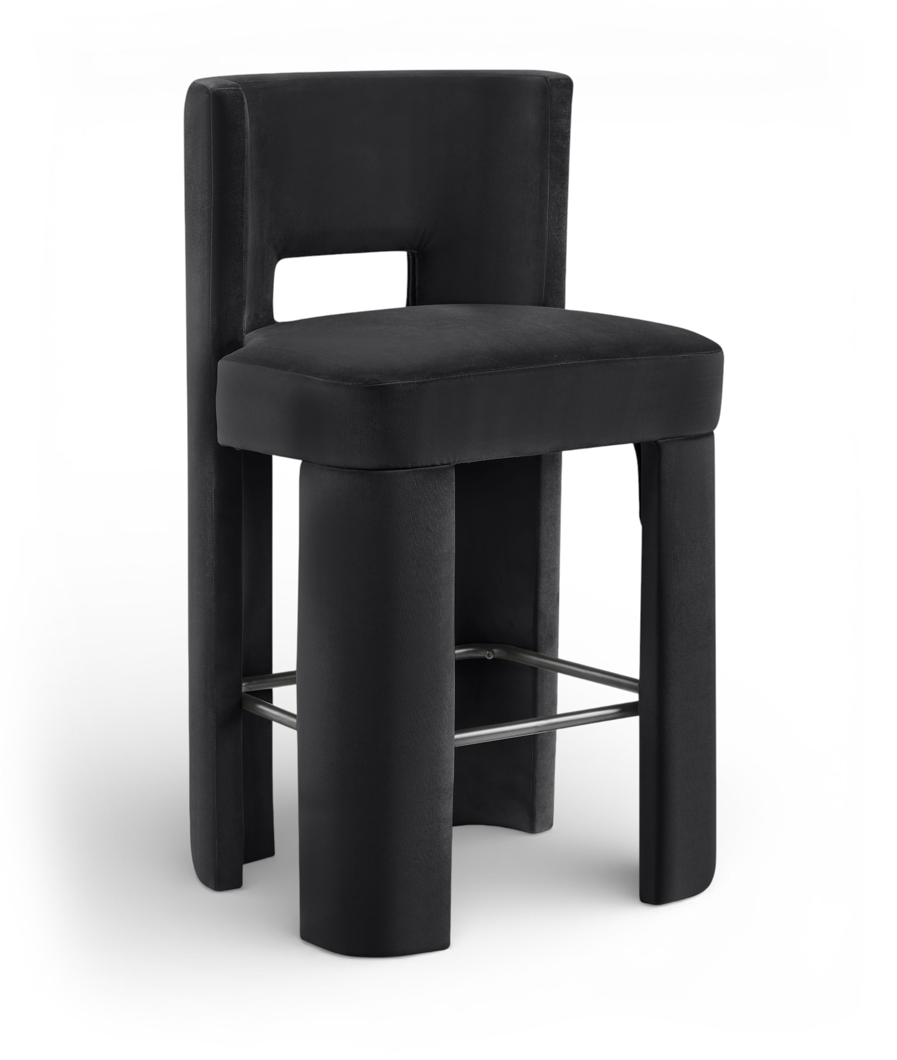 Zuno - Velvet Performance Fabric Upholstered Bar Stool (Set of 2) - Black