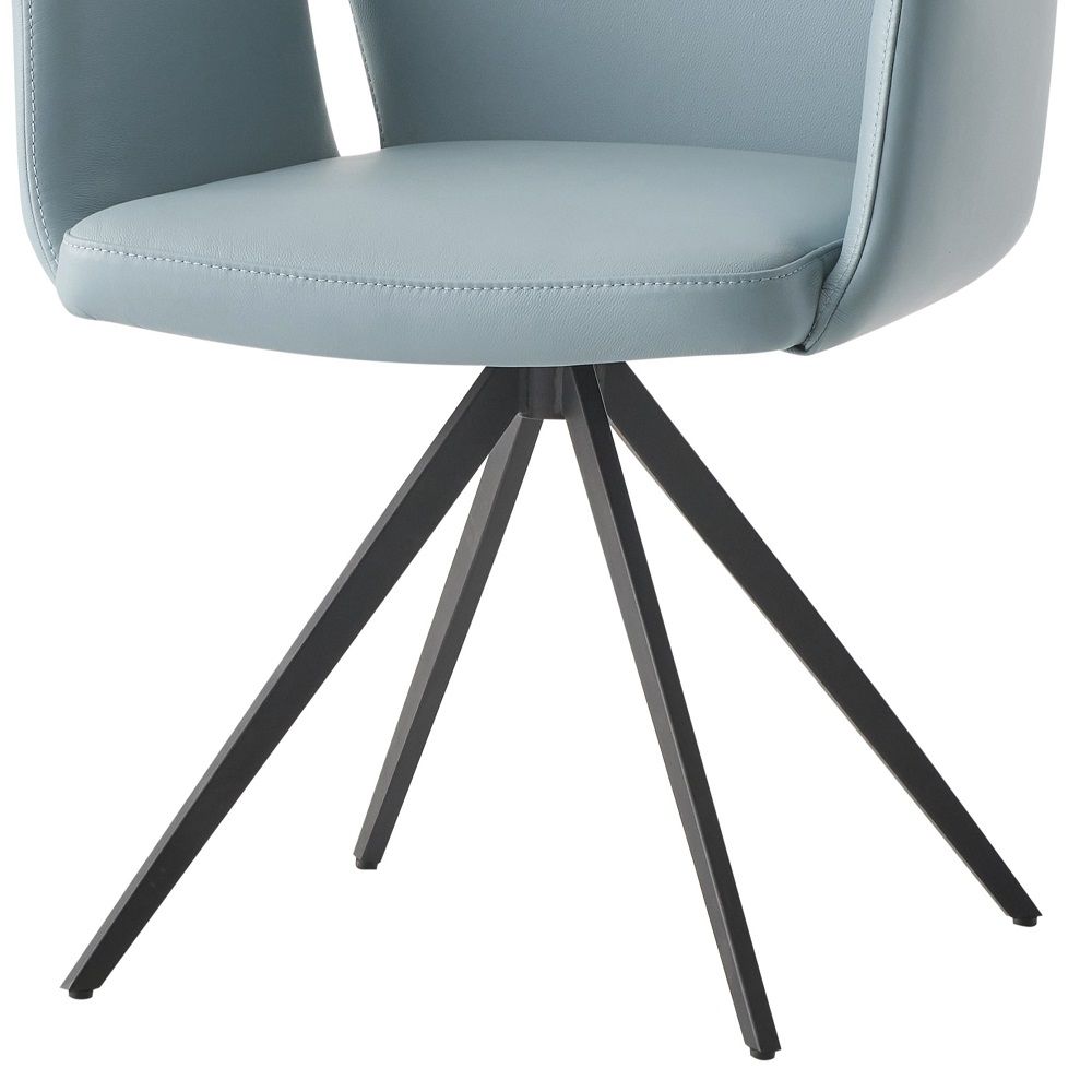 Segismunda - Arm Chair With Swivel - Light Blue Leather & Black, light blue, view 5