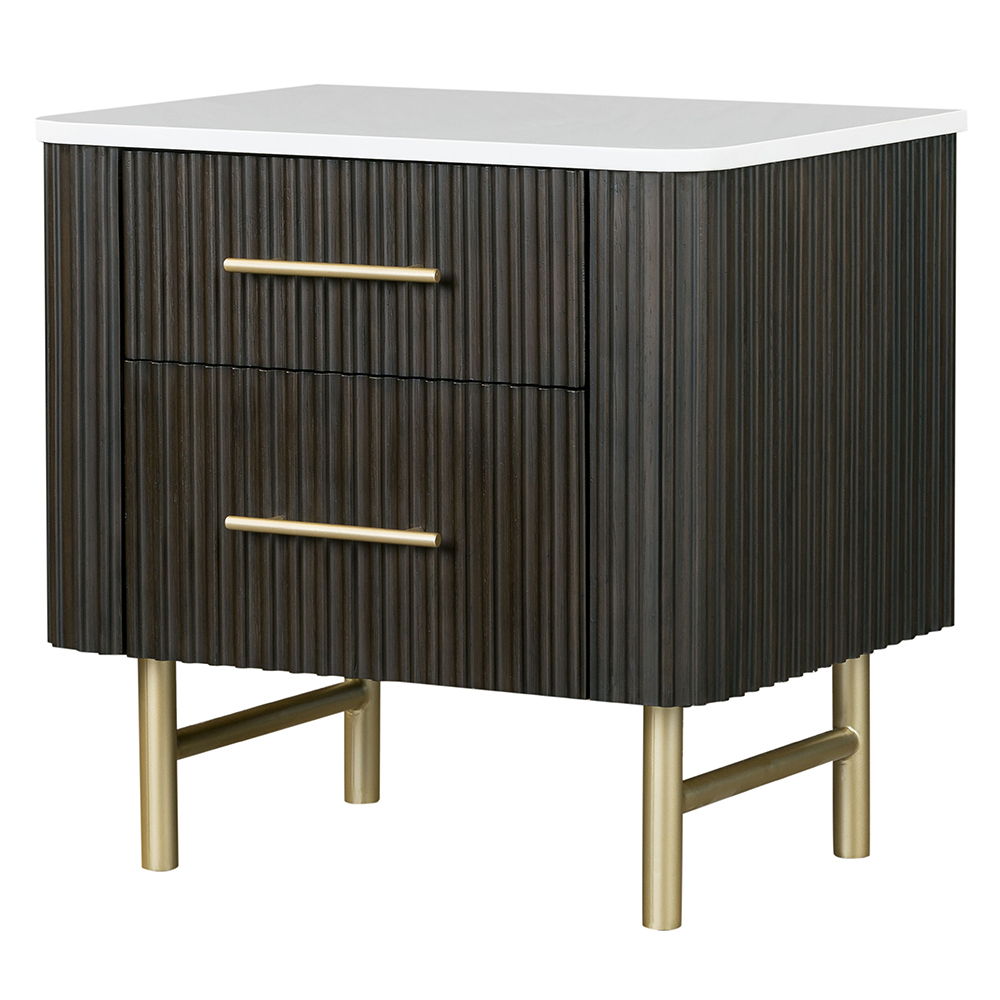 Clayten - Nightstand - Marble Top & Espresso, dark brown