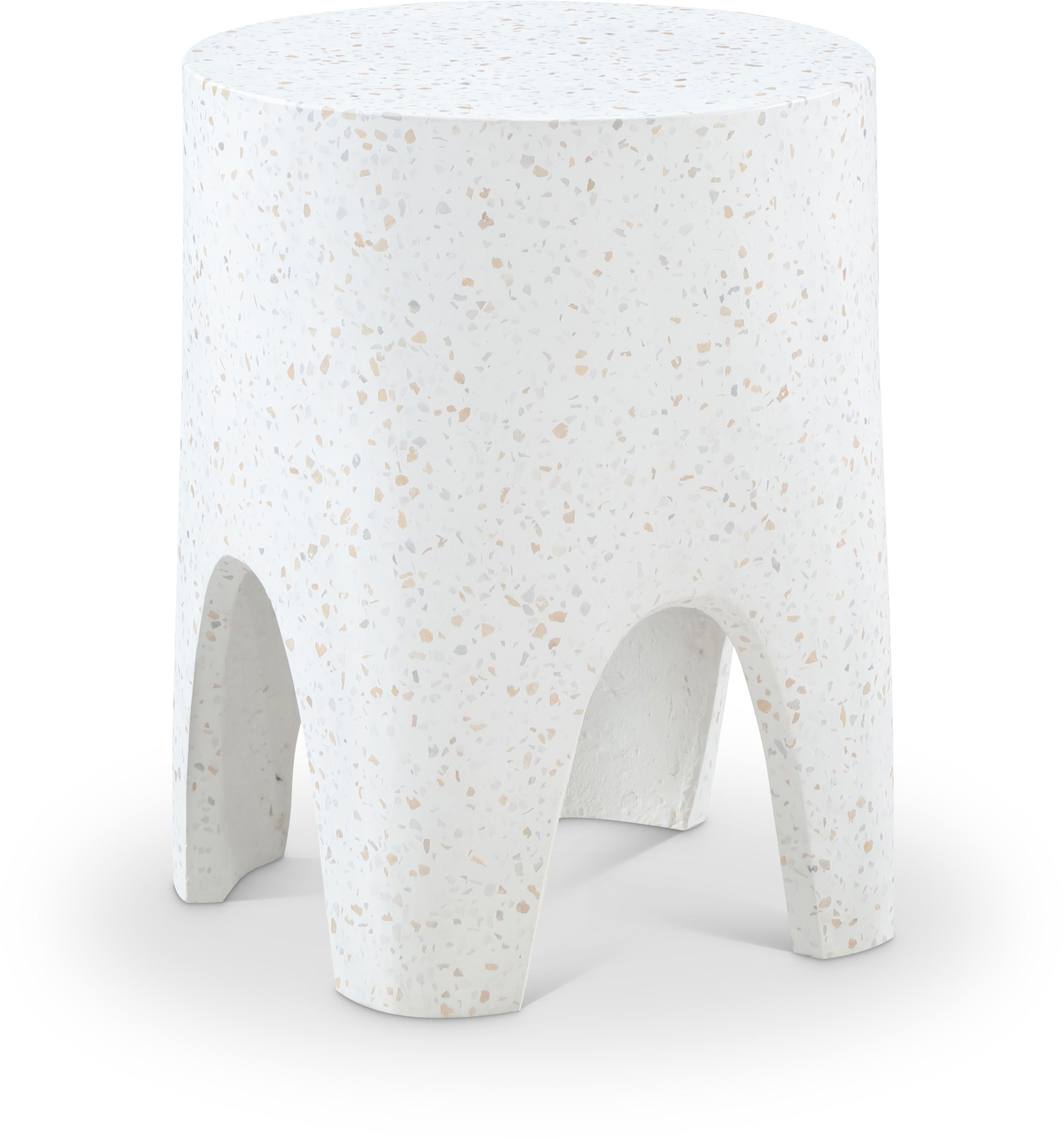 Foligno - Marble Finish Concrete End Table - White