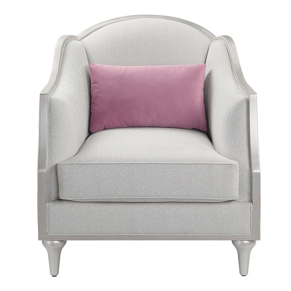 Kasa - Chair With Pillow - Beige Linen & Champagne, beige