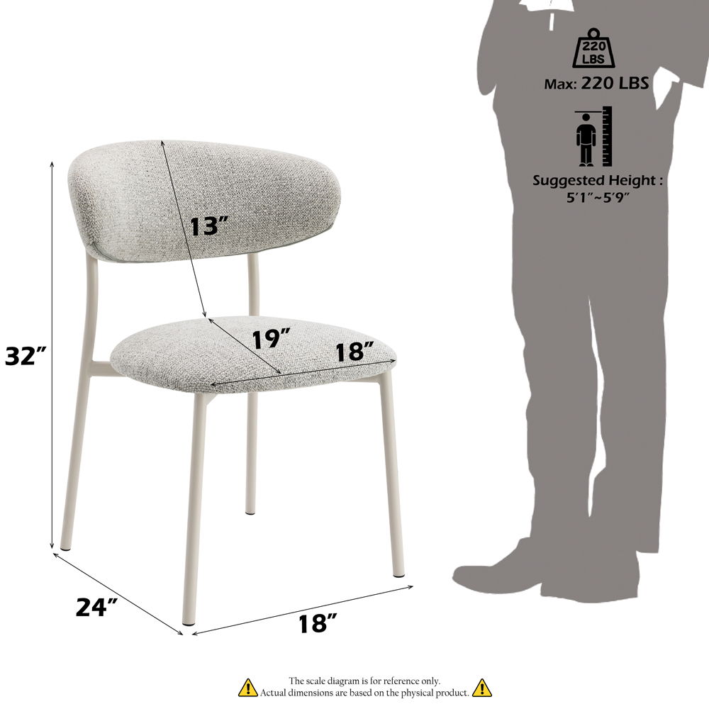 Kalam - Side Chair (Set of 2) - Gray Fabric & Beige, light gray, view 7