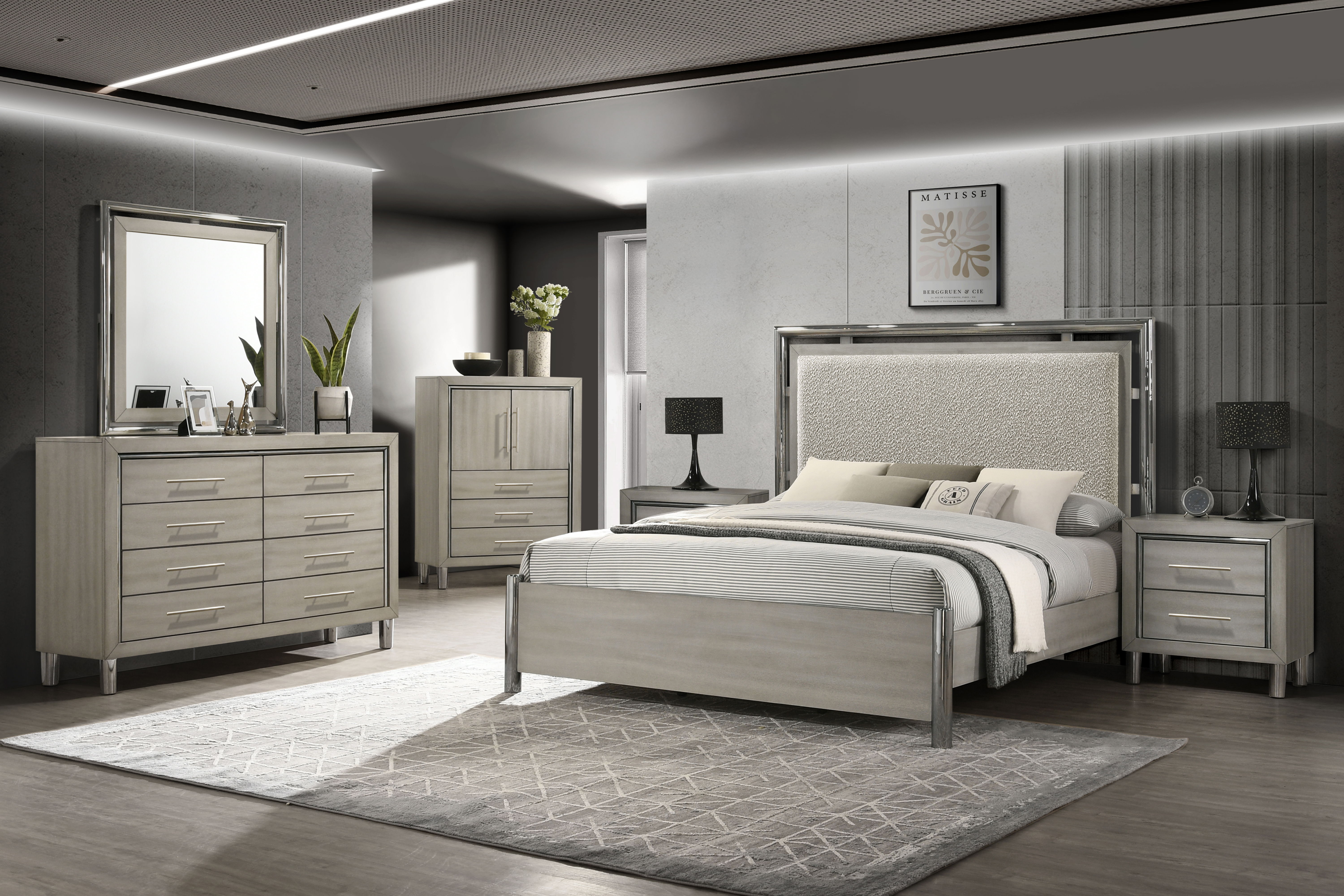 California King · 6 Pc · Bed, Dresser, Mirror, Chest, 2 Nightstands