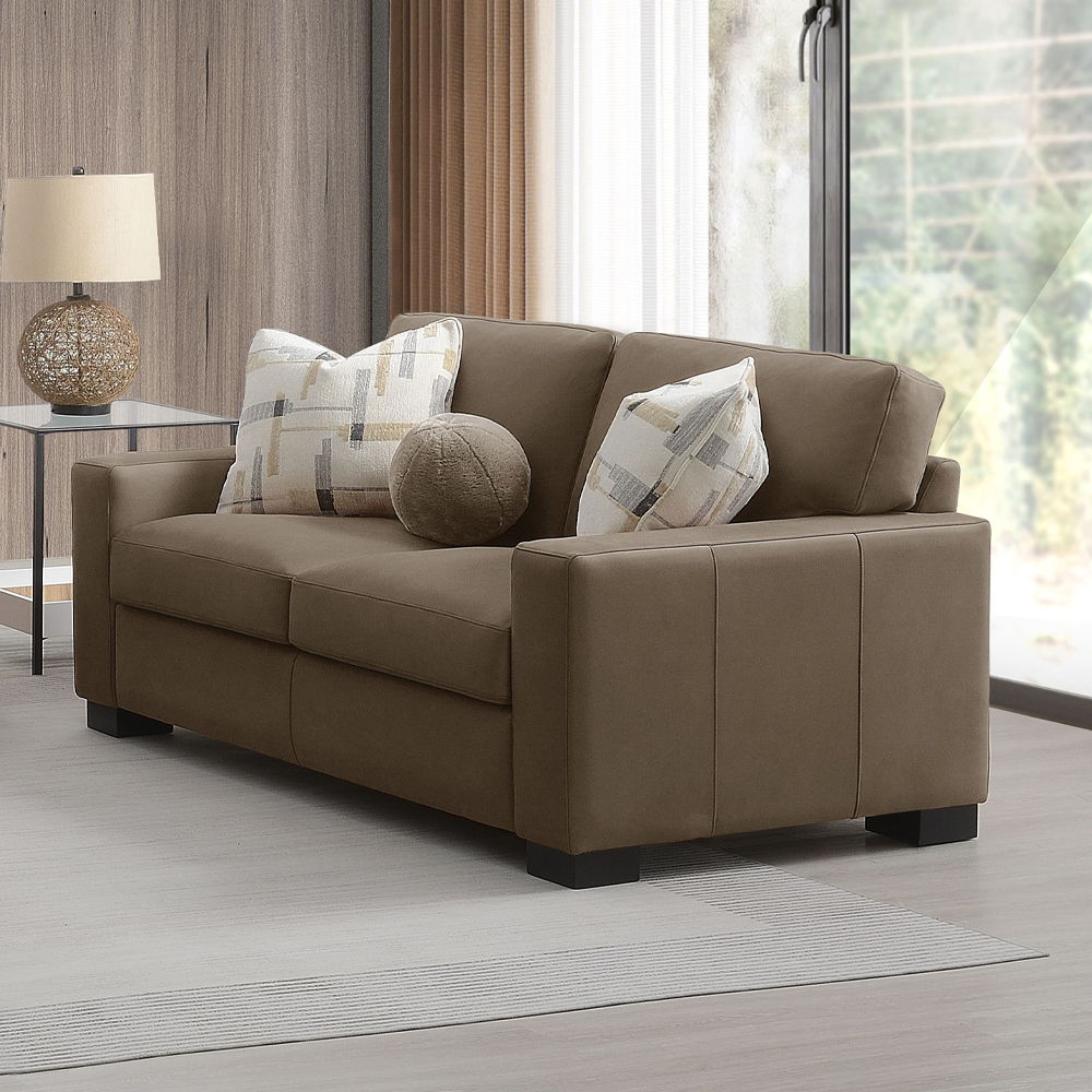 Darya - Loveseat With 3 Pillows - Brown Suede Fabric, light brown, view 8
