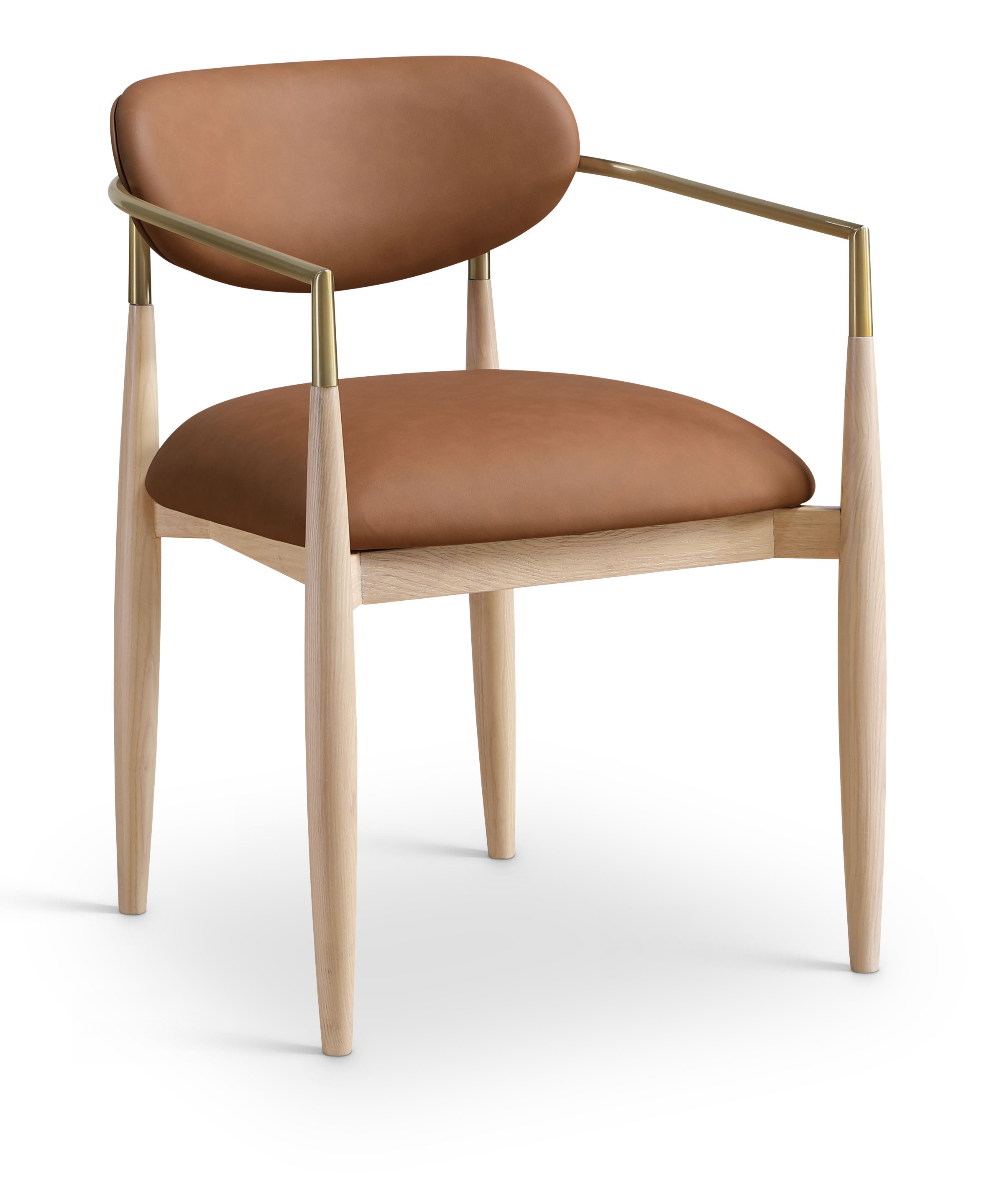 Riccio - Vegan Leather Dining Arm Chair (Set of 2) - Cognac