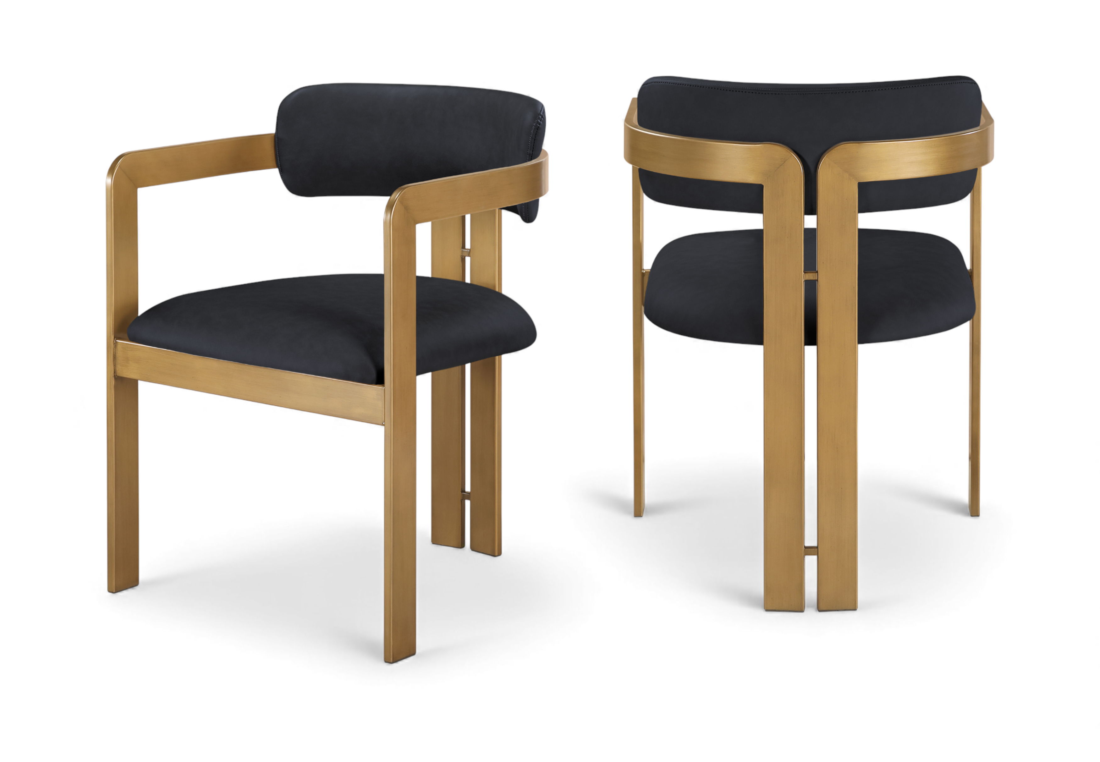 Aurum - Vegan Leather Upholstered Dining Chair (Set of 2) - Black / Brushed Brass