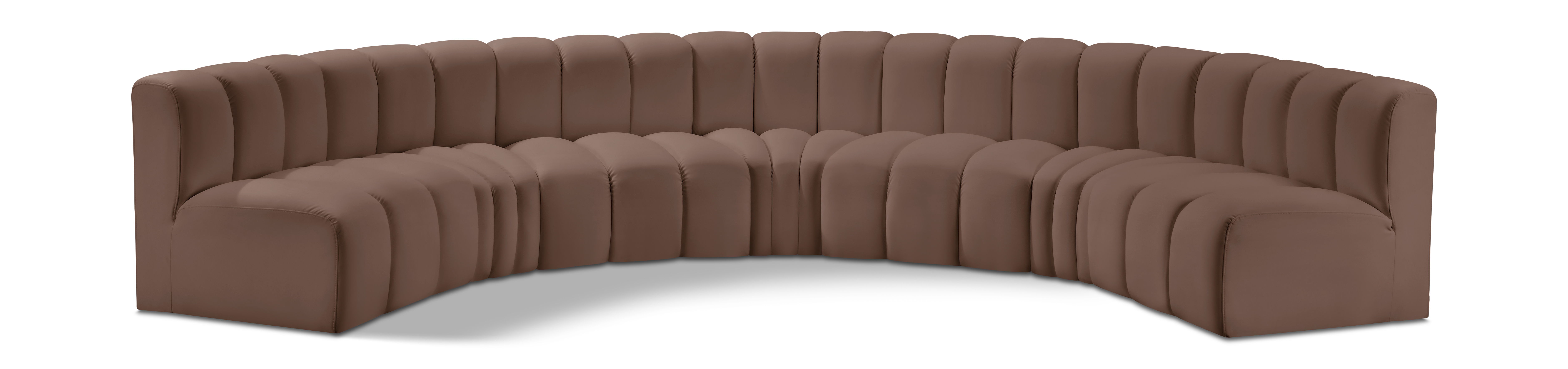 Arc - Faux Leather 7 Piece U-Shaped Modular Sofa - Brown