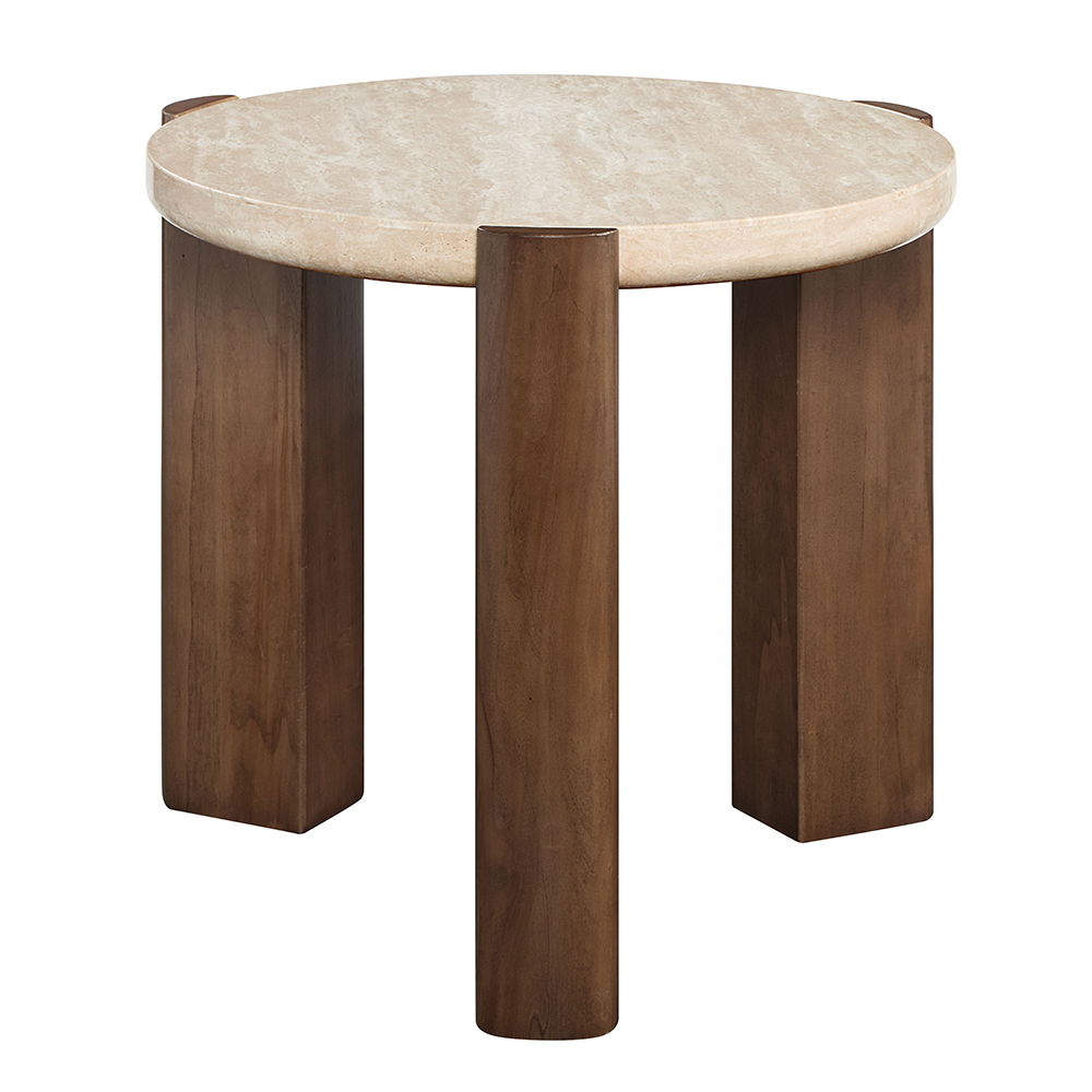 Leonardo - End Table - Travertine Top & Dark Oak, dark brown, view 7