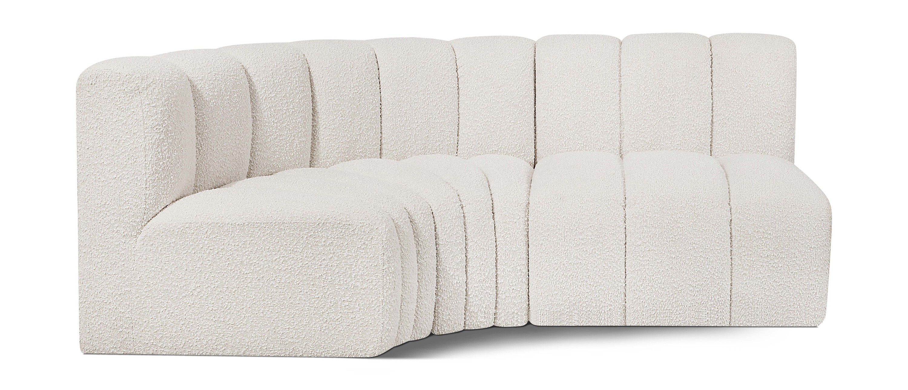 Arc - Boucle Fabric 3 Piece Sofa - Cream