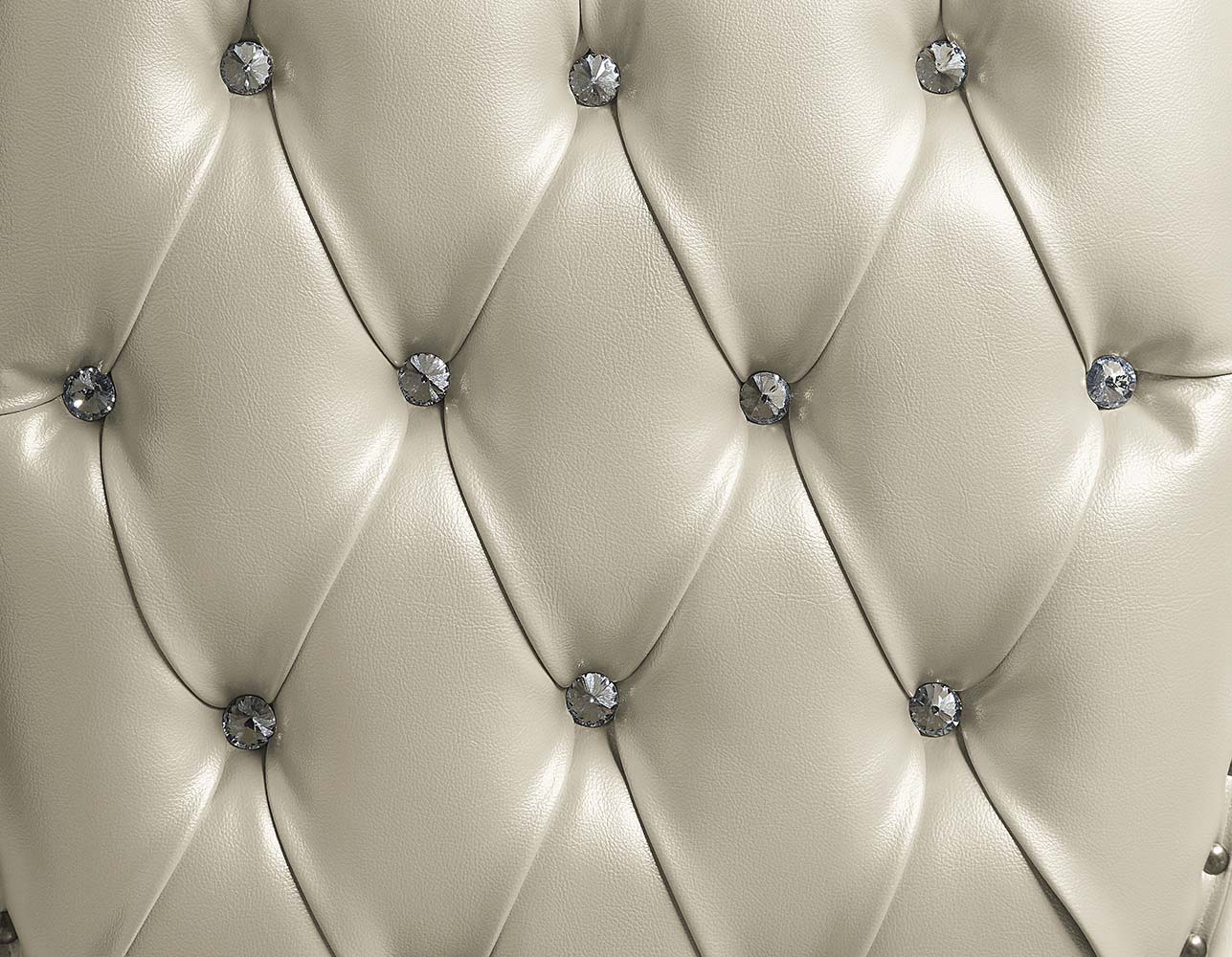 Vanaheim - Eastern King Bed - Beige Synthetic Leather & Antique White, beige, view 3