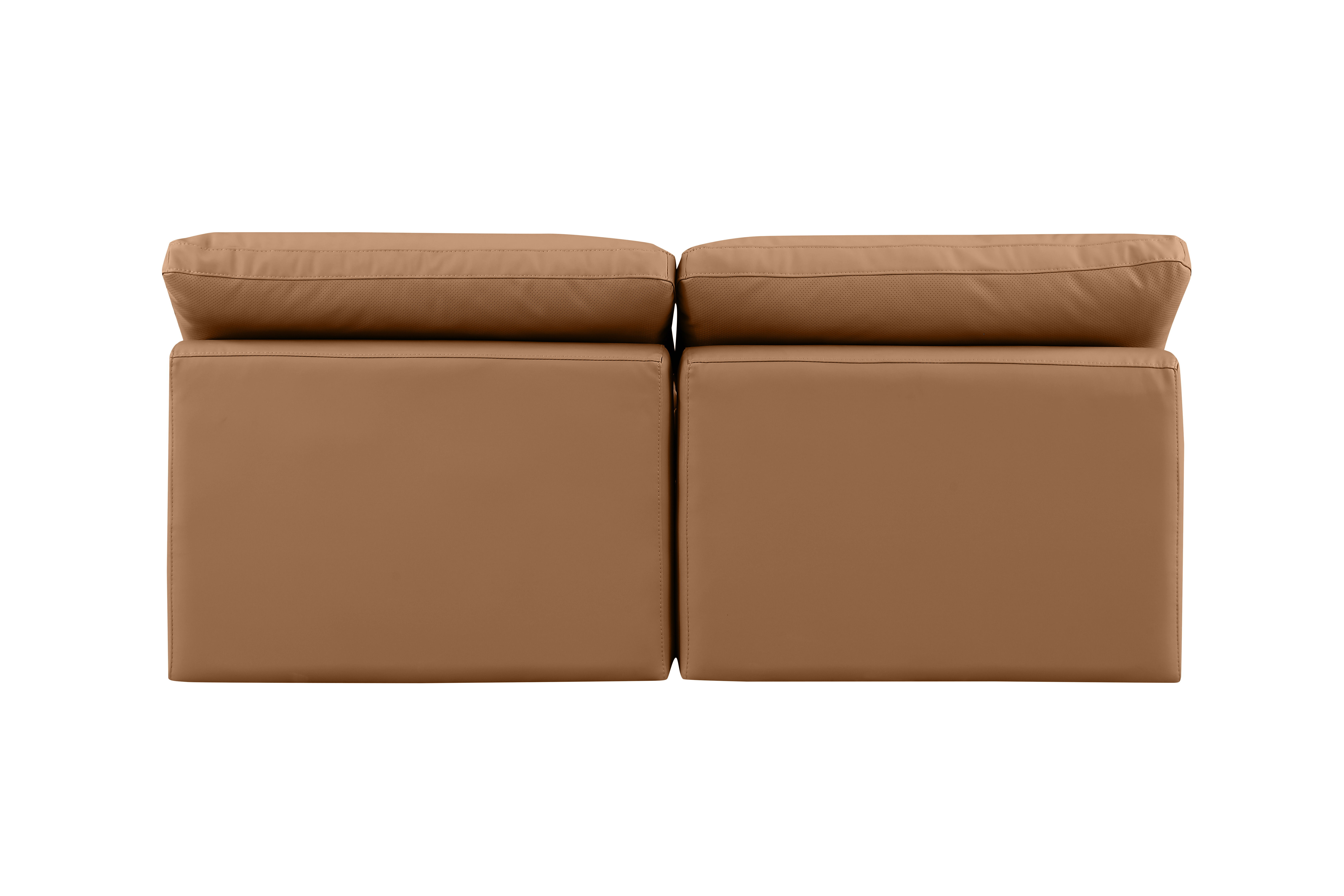 Indulge - Faux Leather 2 Piece Modular Armless Sofa - Cognac
