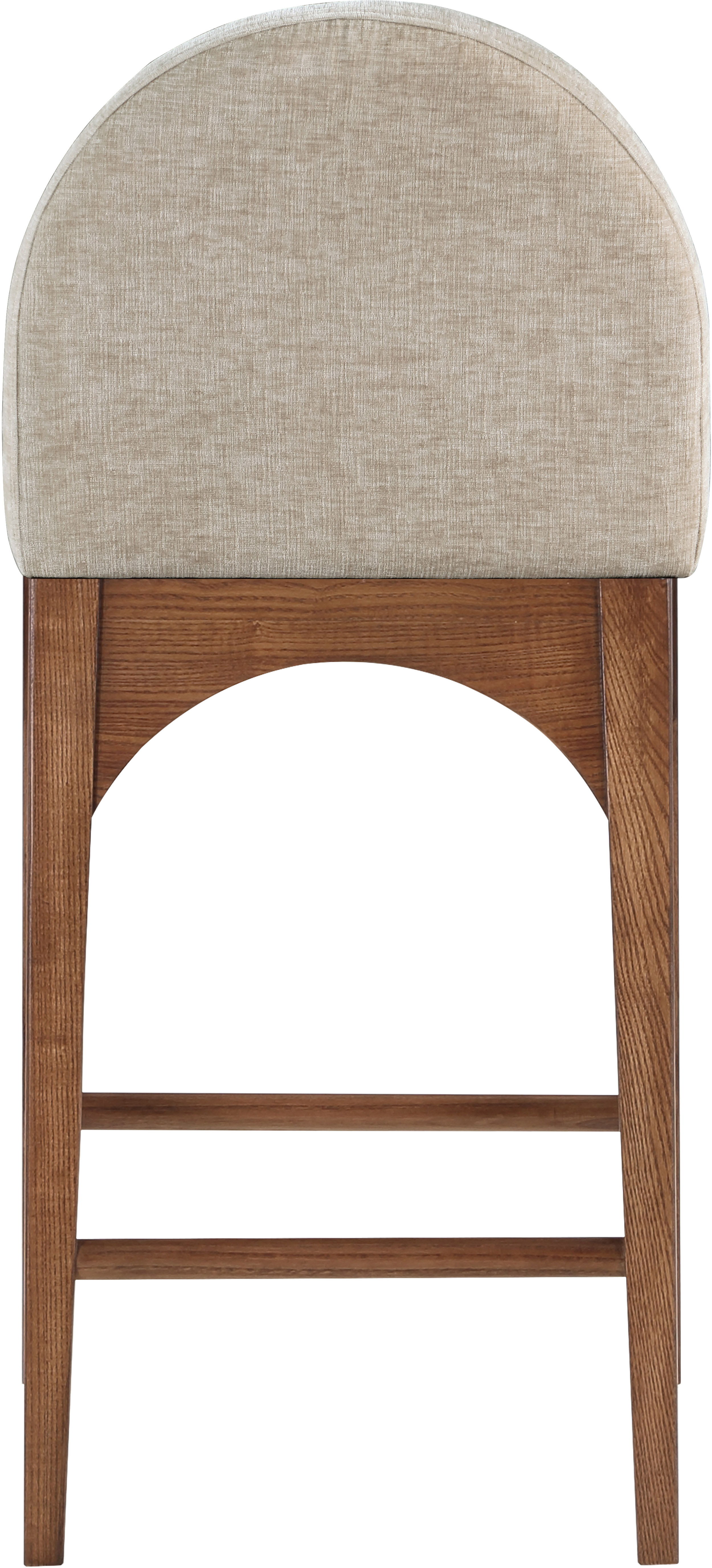 Waldorf - Chenille Stool With Brown Legs - Beige