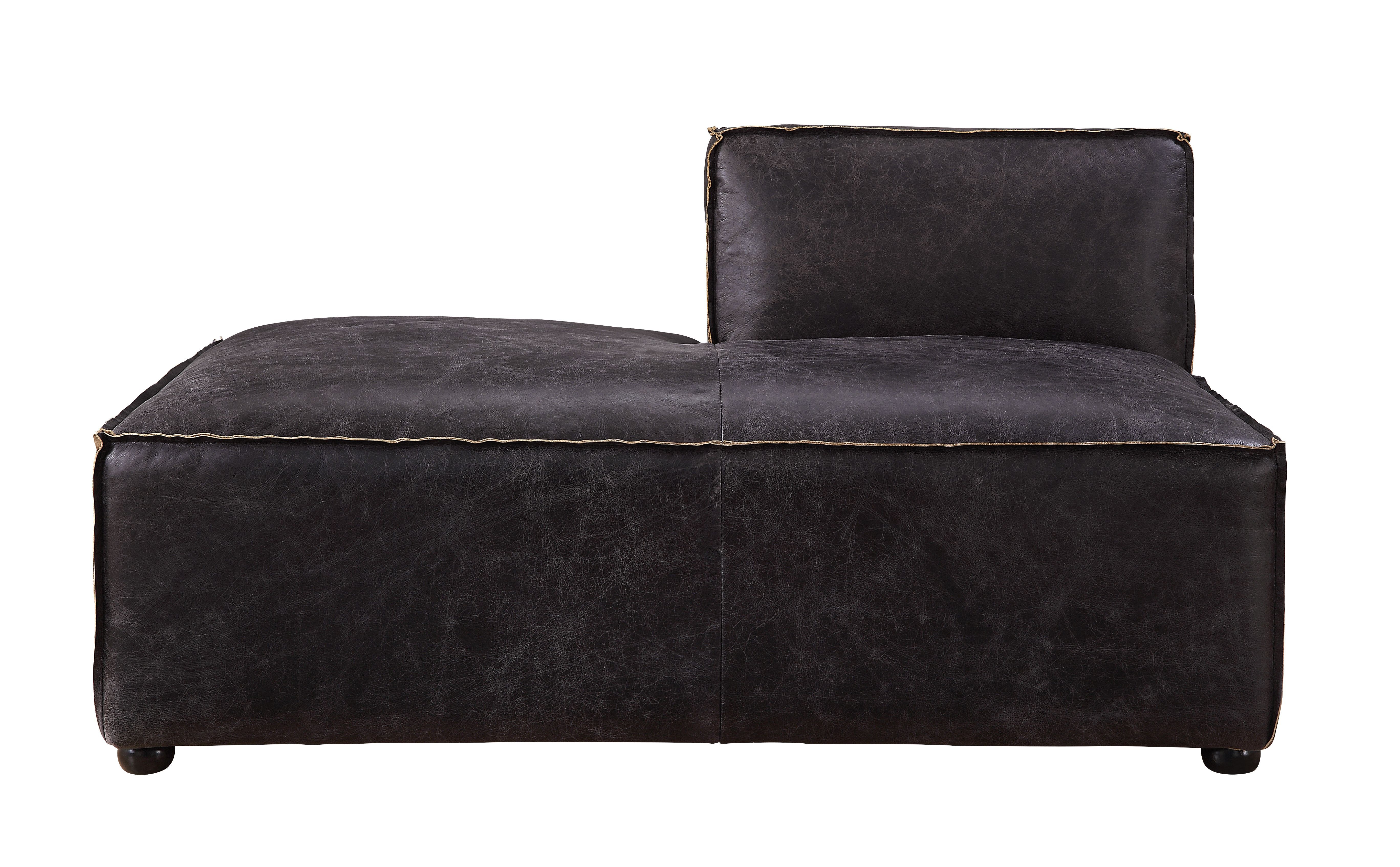 Birdie - Modular Chaise - Antique Slate Top Grain Leather, black, view 2