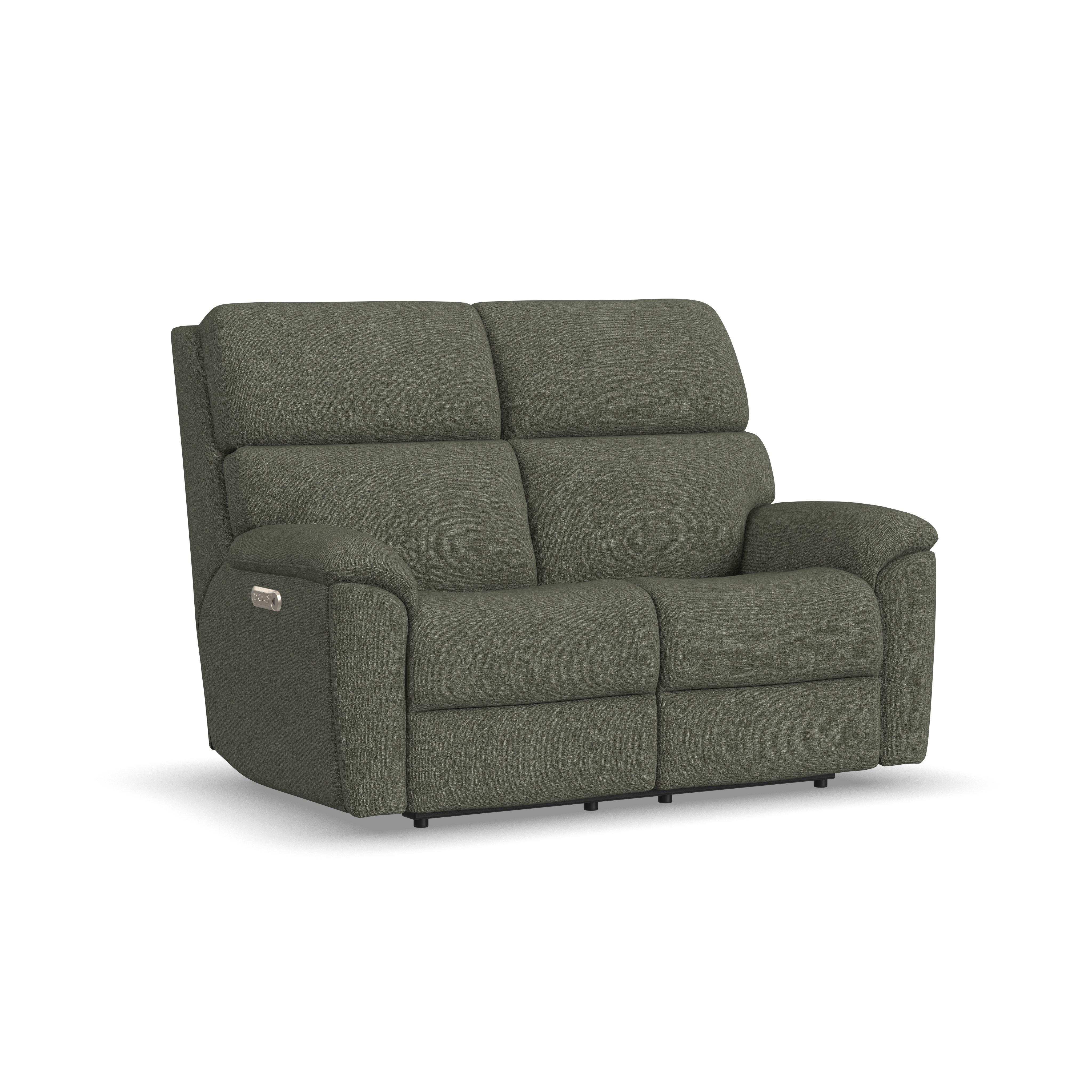 Porter - Transitional Fabric Power Reclining Loveseat With Power Headrests & Lumbar - Gray, dark gray