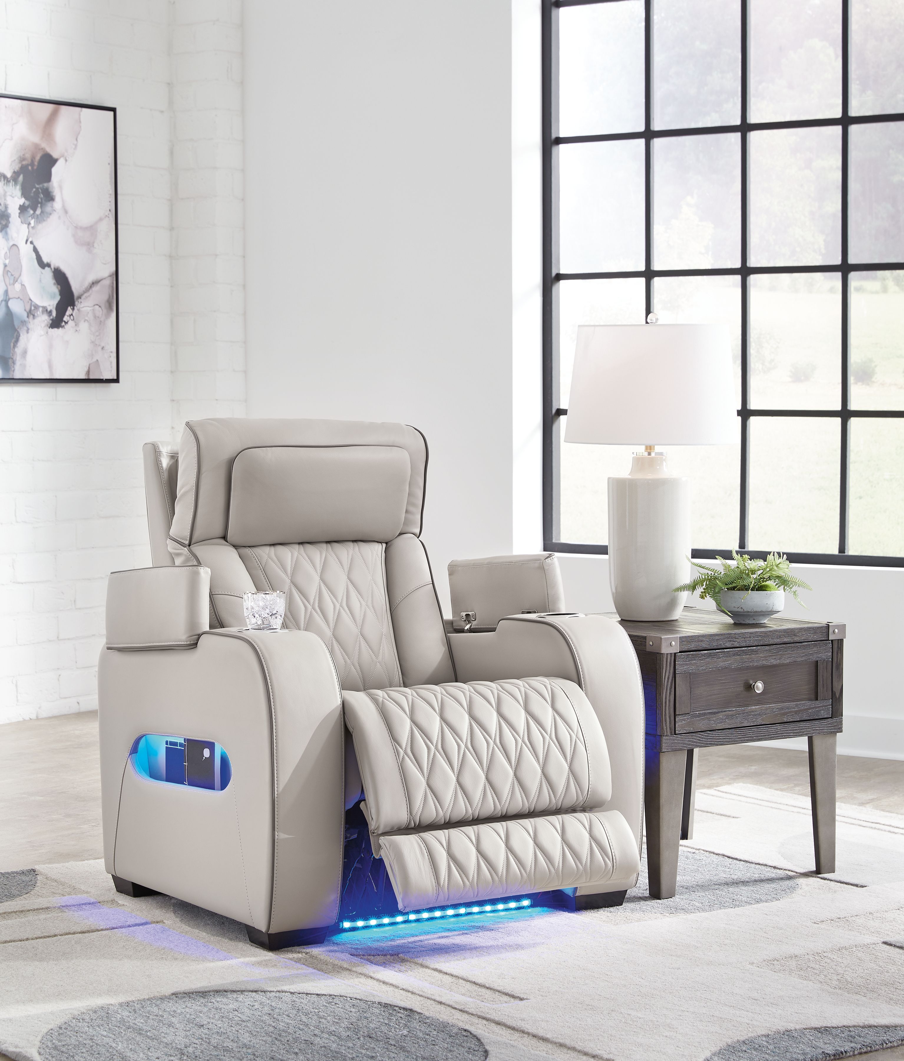 Ashley Furniture Boyington - Power Recliner/Adj Headrest - Gray - Image 7