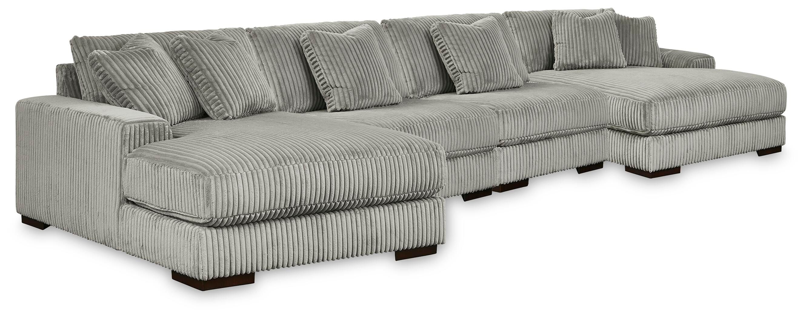 Lindyn – 4-Piece Sectional With Double Chaise – Fog