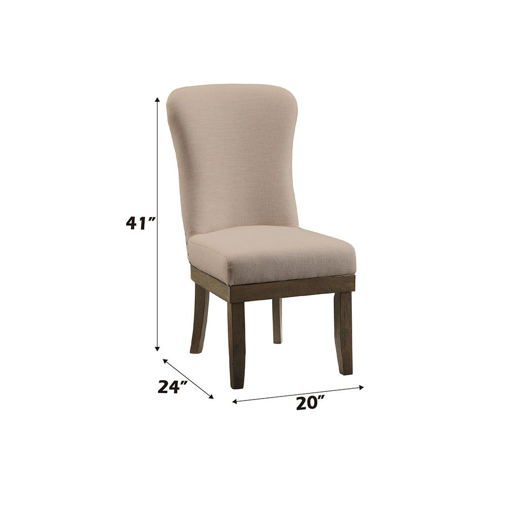 Landon - Side Chair (Set of 2) - Beige Linen & Salvage Brown, beige, view 6