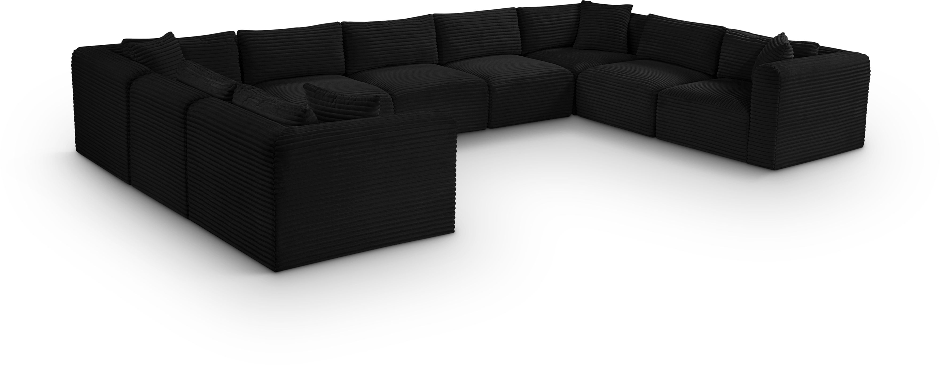 Shaggy - 9 Piece Modular U-Shaped Sectional - Black
