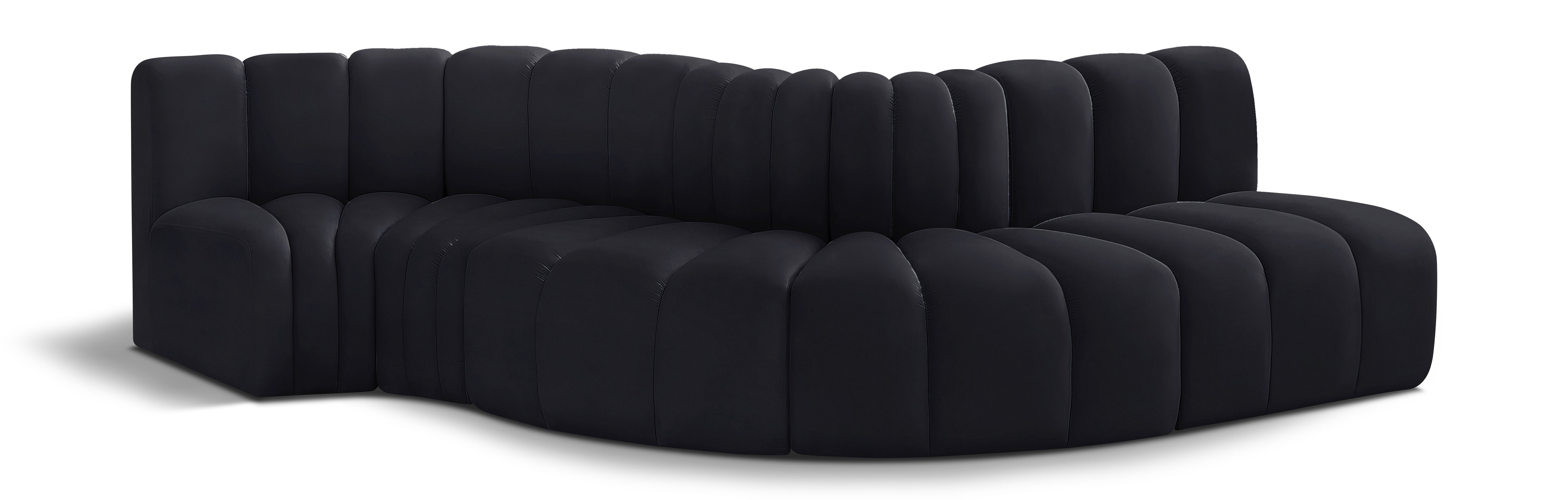 Arc - Velvet 5 Piece Modular Sofa - Black
