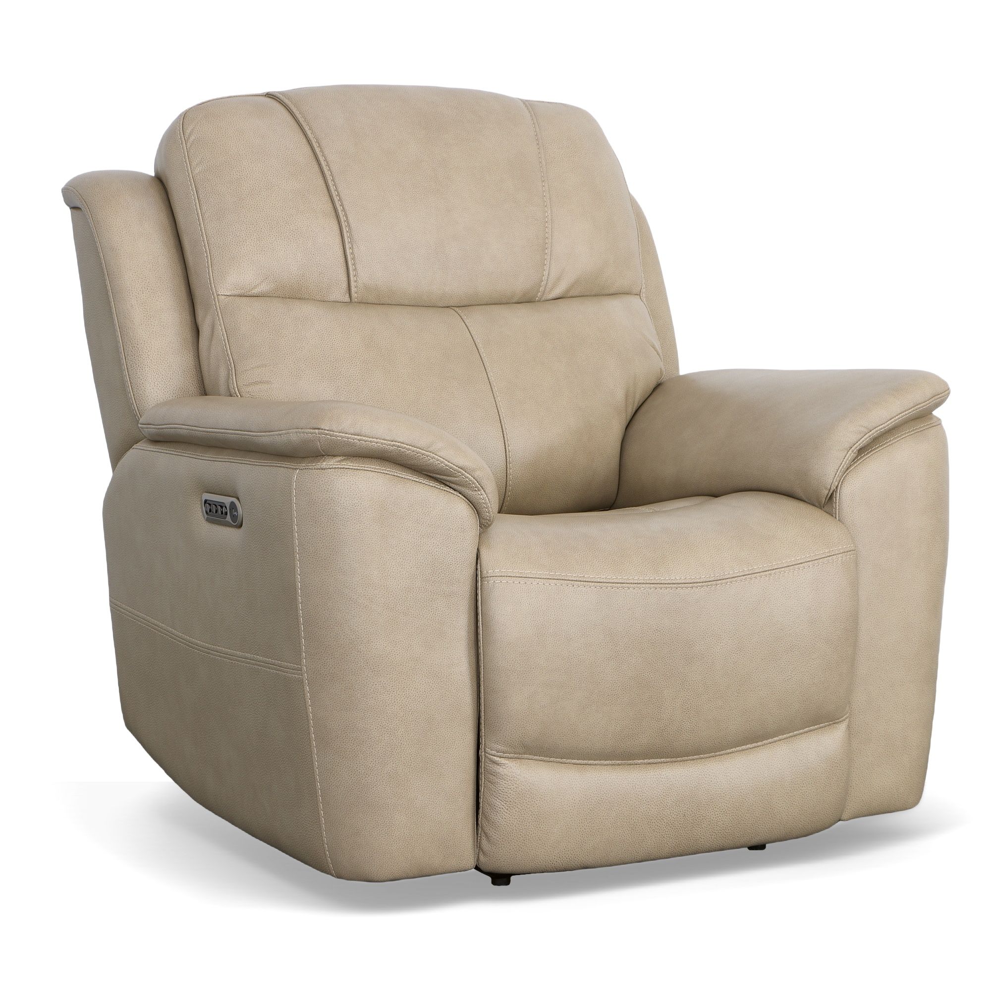 Crew - Power Recliner With Power Headrest & Lumbar - Pebble, beige