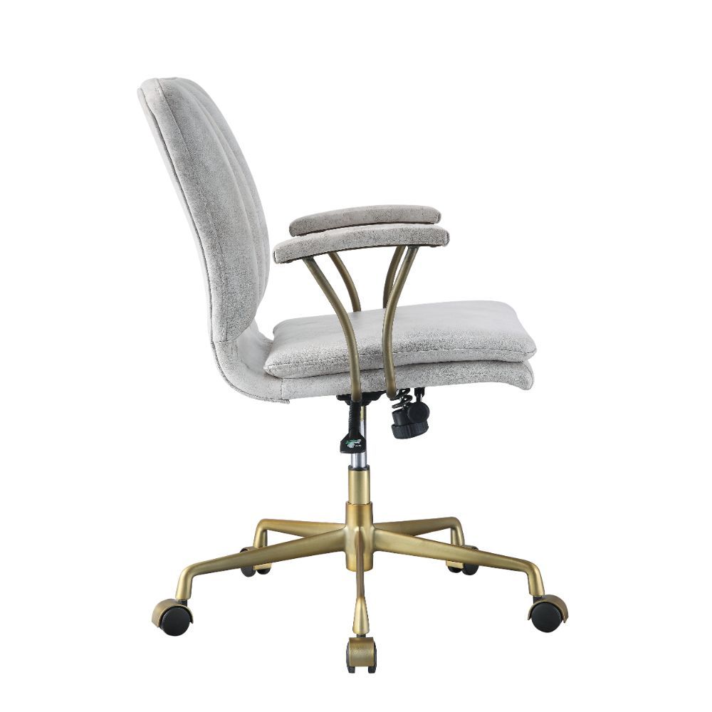 Damir - Office Chair - Vintage White Top Grain Leather & Chrome, silver, view 7