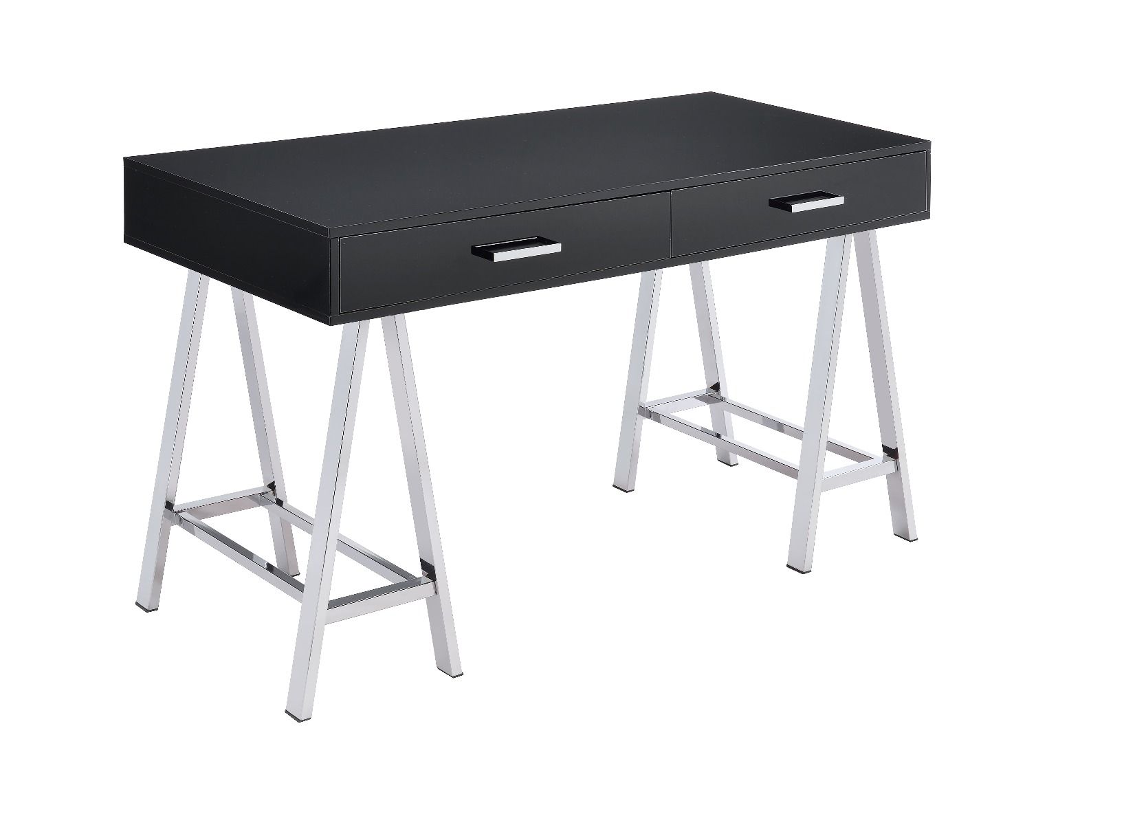 Coleen - Writing Desk With USB - Black High Gloss & Chrome, black, view 6