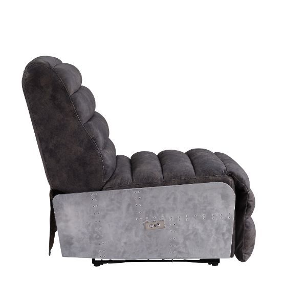 Okzuil - Power Motion Recliner - Two Tone Gray Top Grain Leather & Aluminum, dark brown, view 5