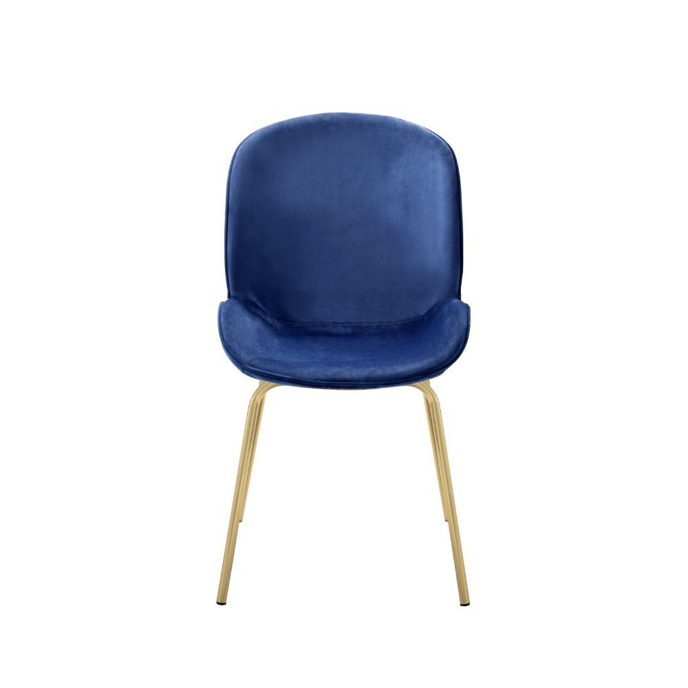 Chuchip - Side Chair (Set of 2) - Blue Velvet & Gold, blue, view 2