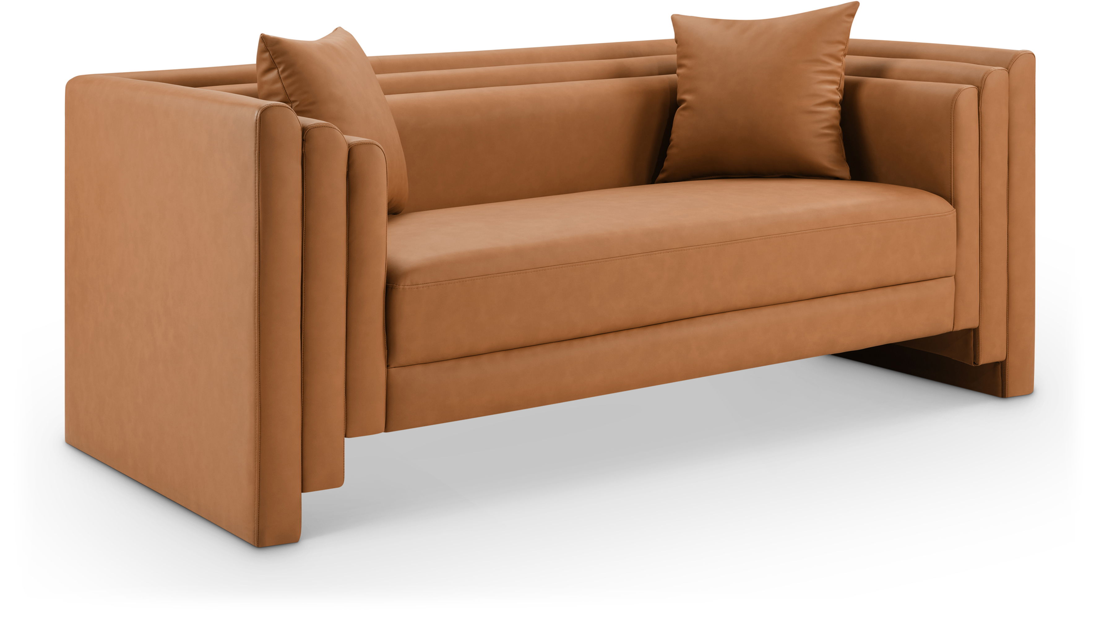 Everett - Vegan Leather 67" Upholstered Loveseat - Cognac