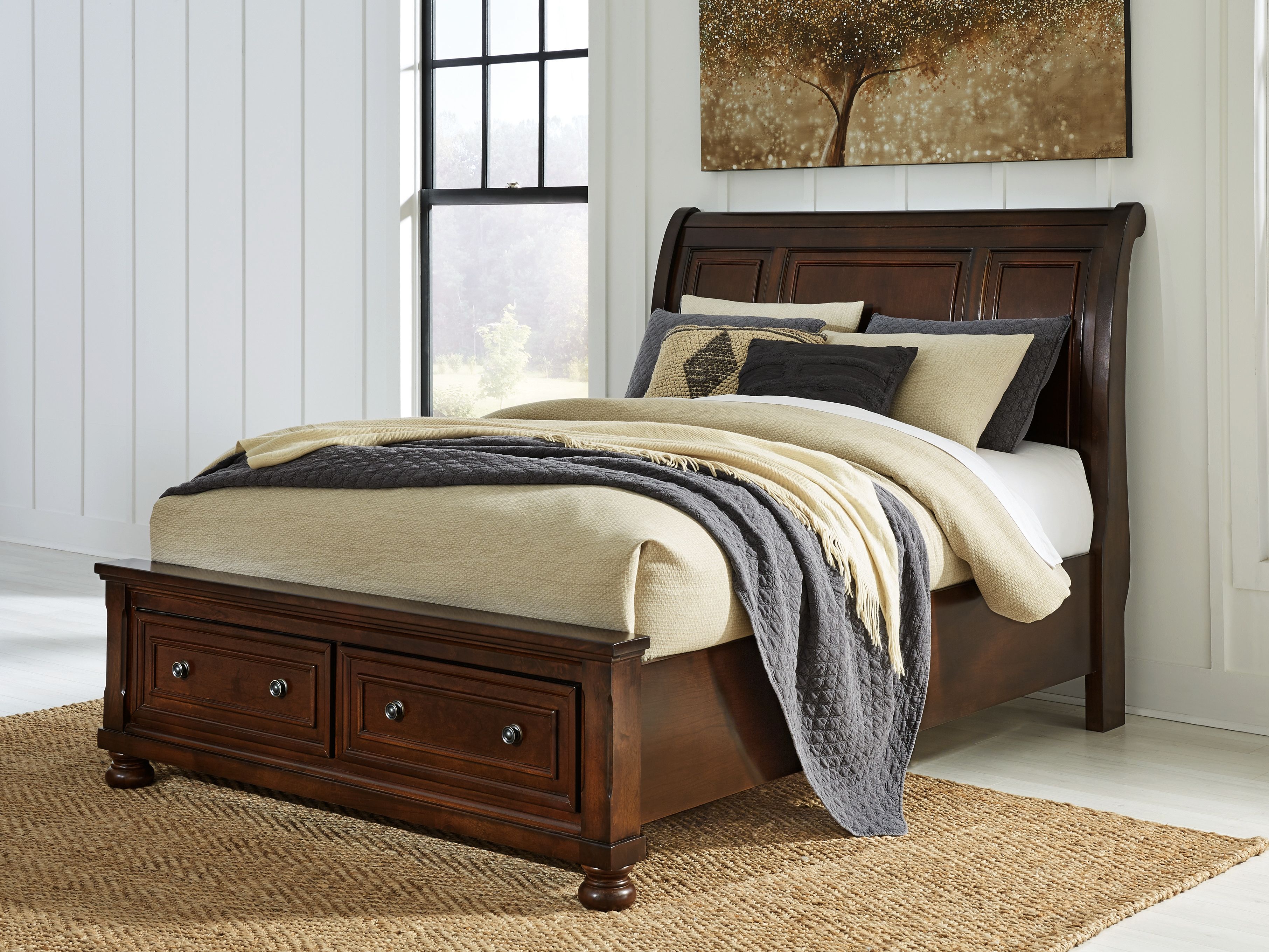 Porter - Queen Sleigh Storage Bed - Rustic Brown