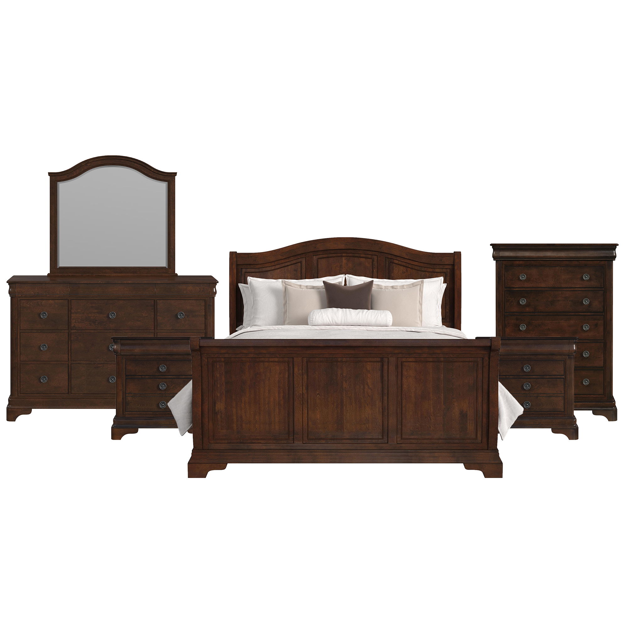 Cameron - King Sleigh 6 Piece Bedroom Set - Cherry