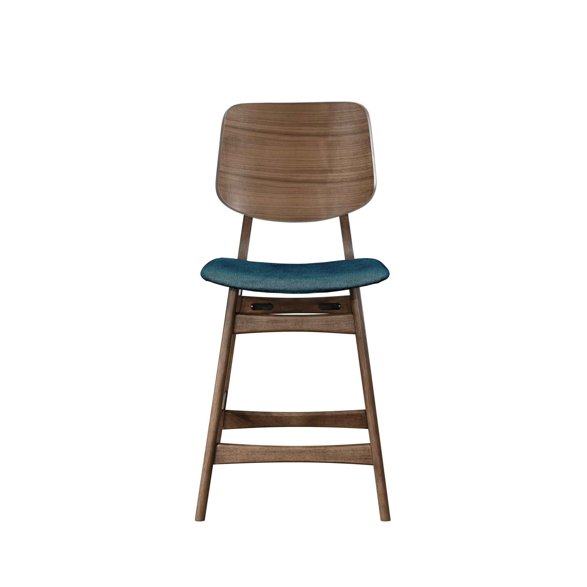 Oscar - Counter Chair With Cushion (Set of 2) - Walnut / Forest Green
