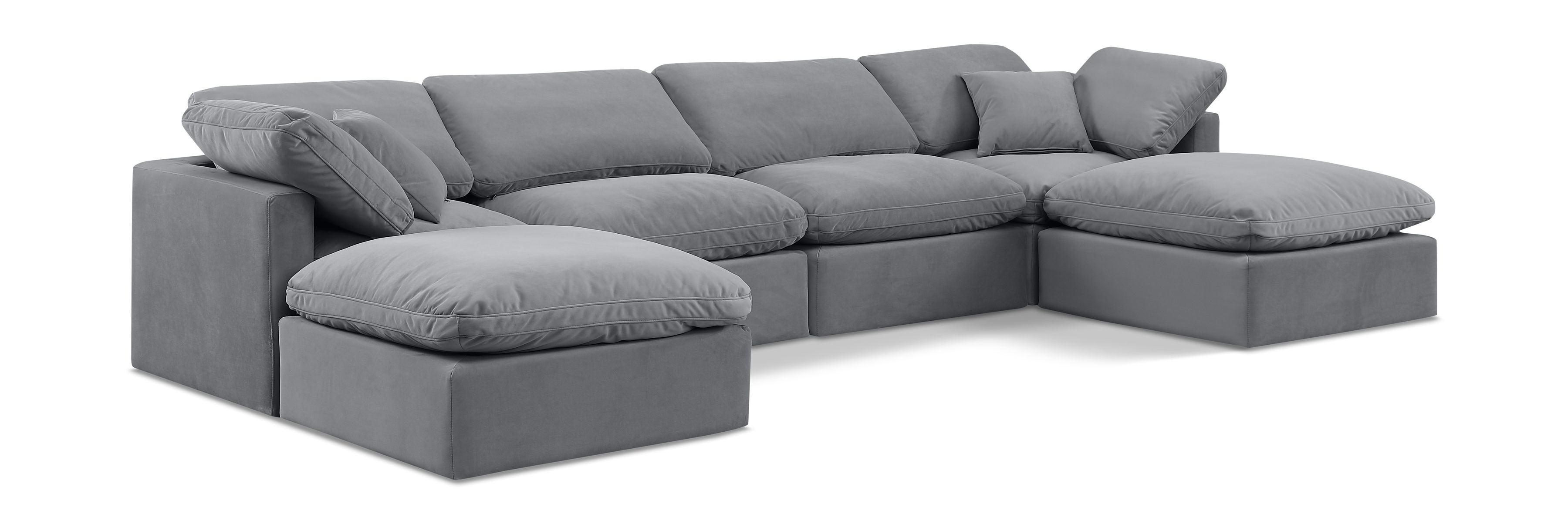 Indulge - Velvet 6 Piece Modular Double Chaise Sectional - Gray