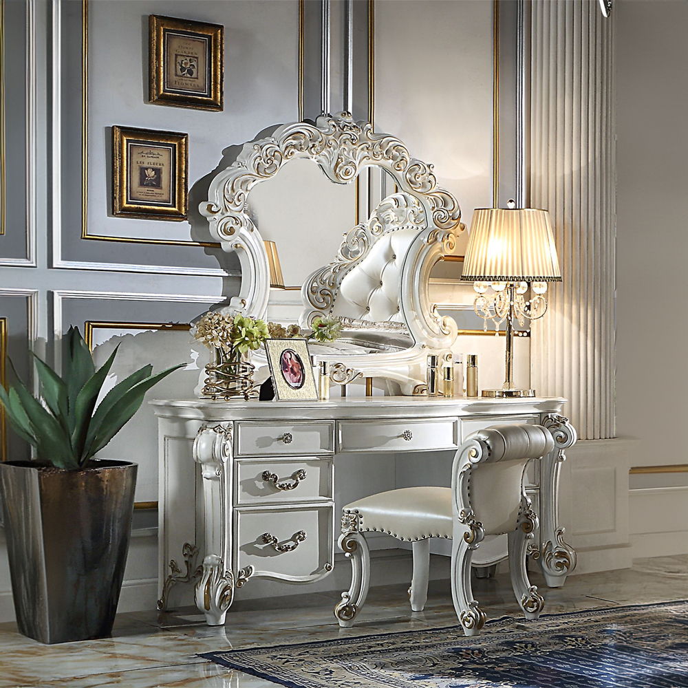 Vendome - Vanity Desk - Antique Pearl, white