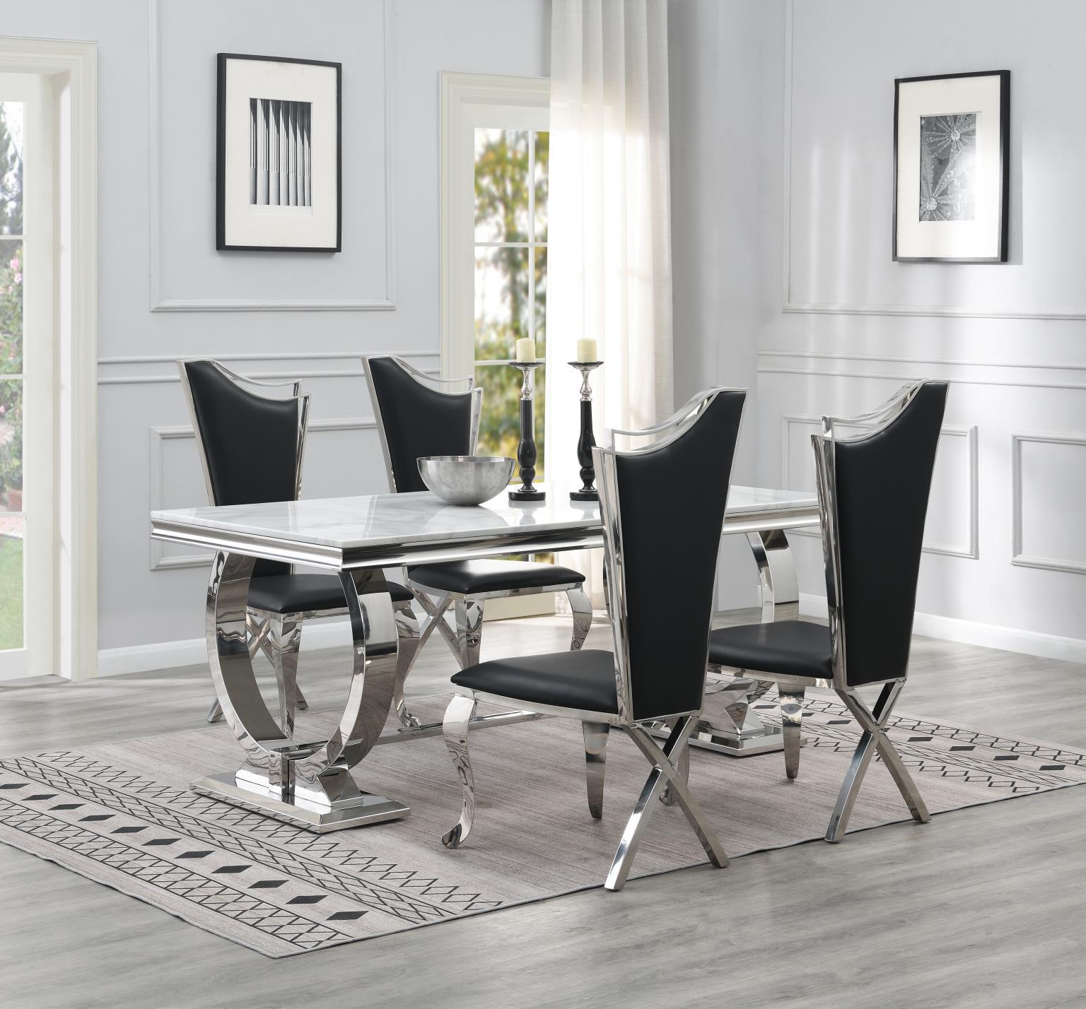 5 Pc · Table, 4 Leather Chairs