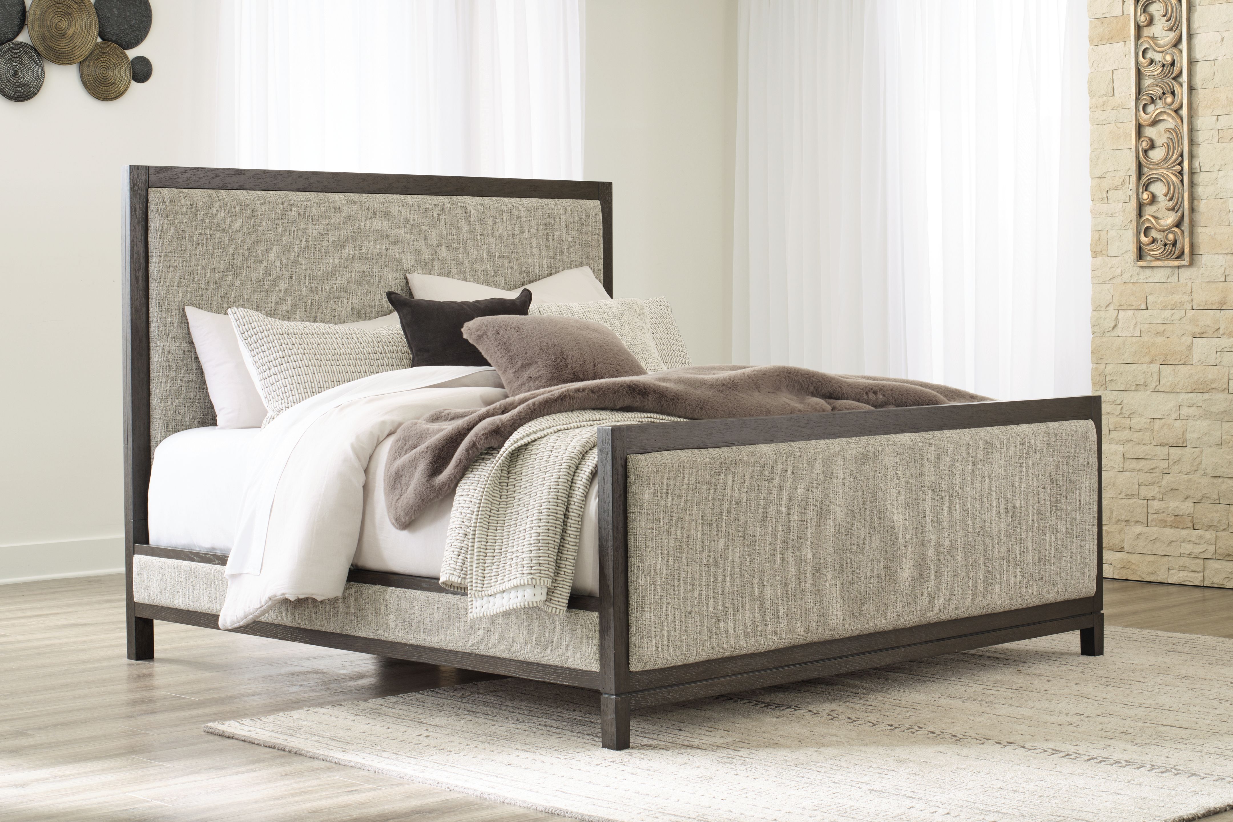 Ashley Burkhaus - Brown - King Upholstered Bed