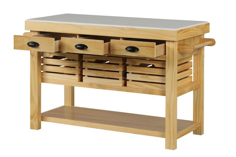 Grovaam - Kitchen Island - Marble Top & Natural, beige, view 4