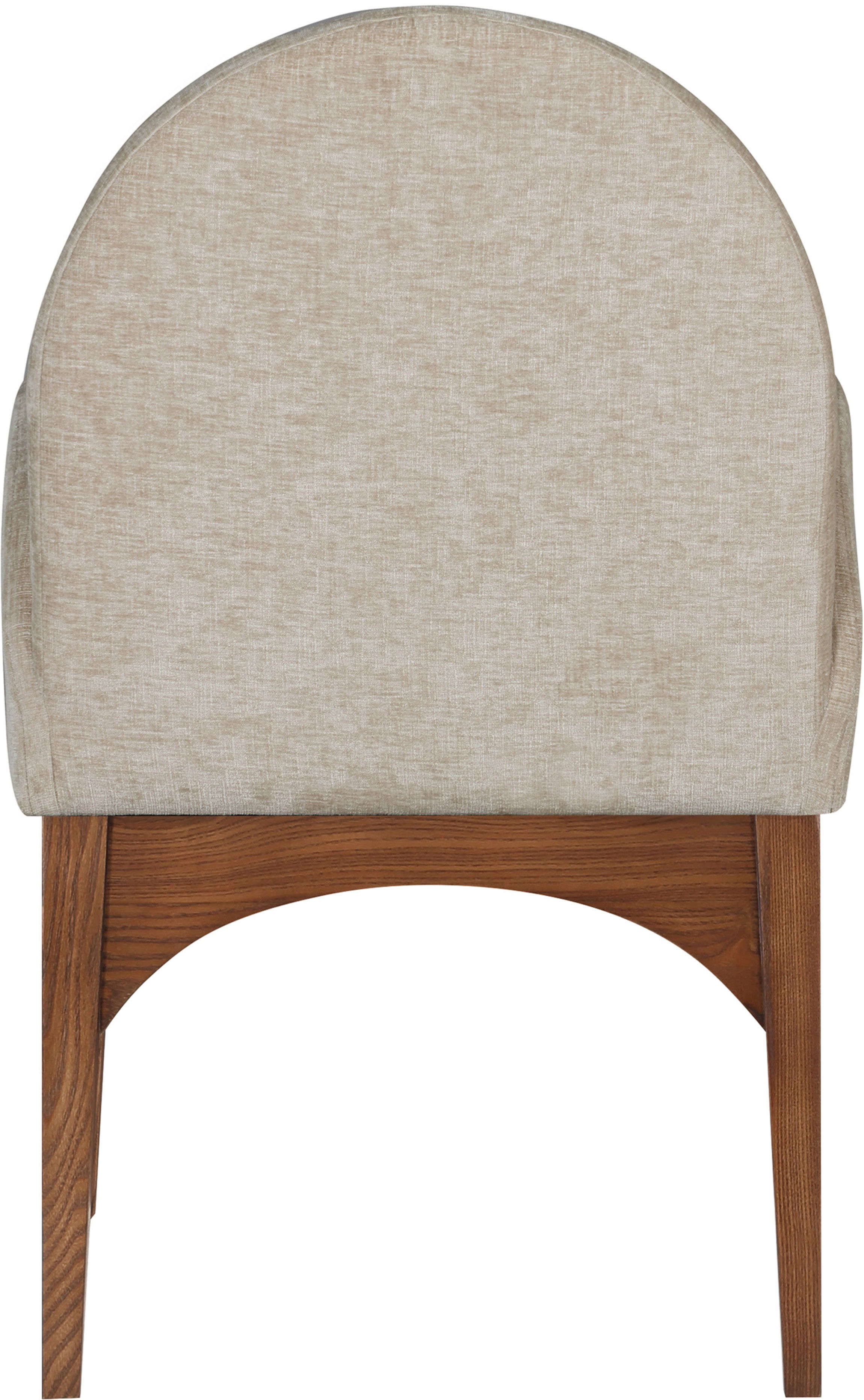 Waldorf - Chenille Dining Arm Chair With Brown Legs - Beige