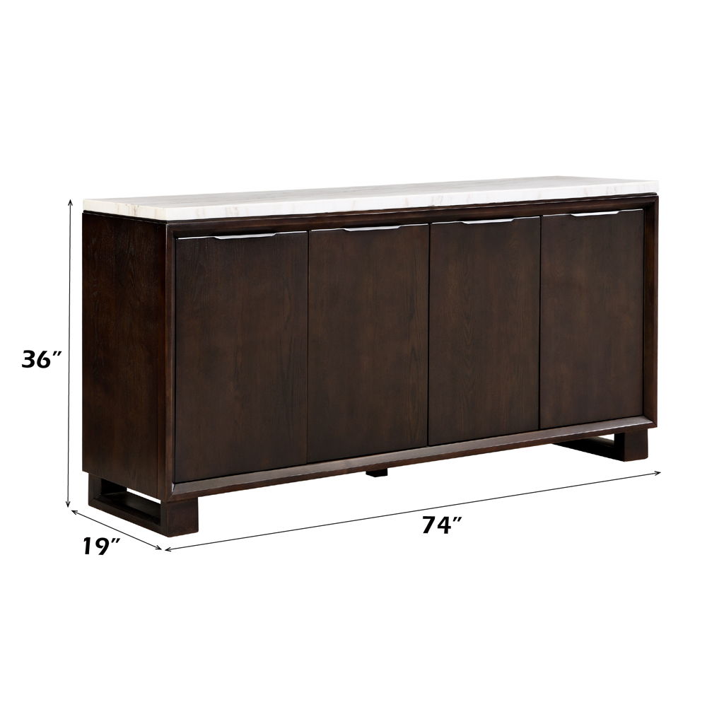Edwyn - Server With Marble Top - Natural Marble Top & Espresso Finish, dark brown, view 5