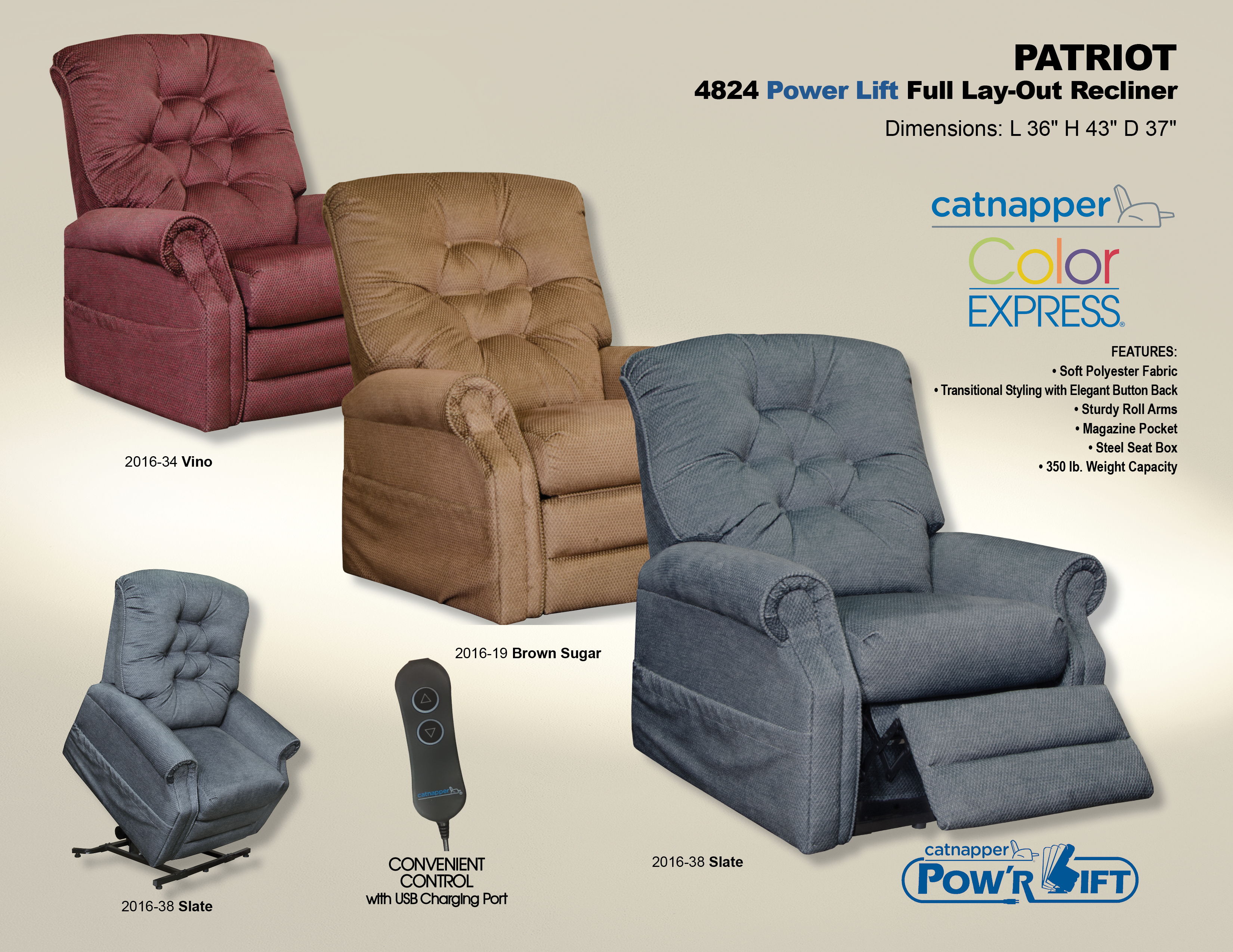 Patriot - Power Lift Recliner - Slate